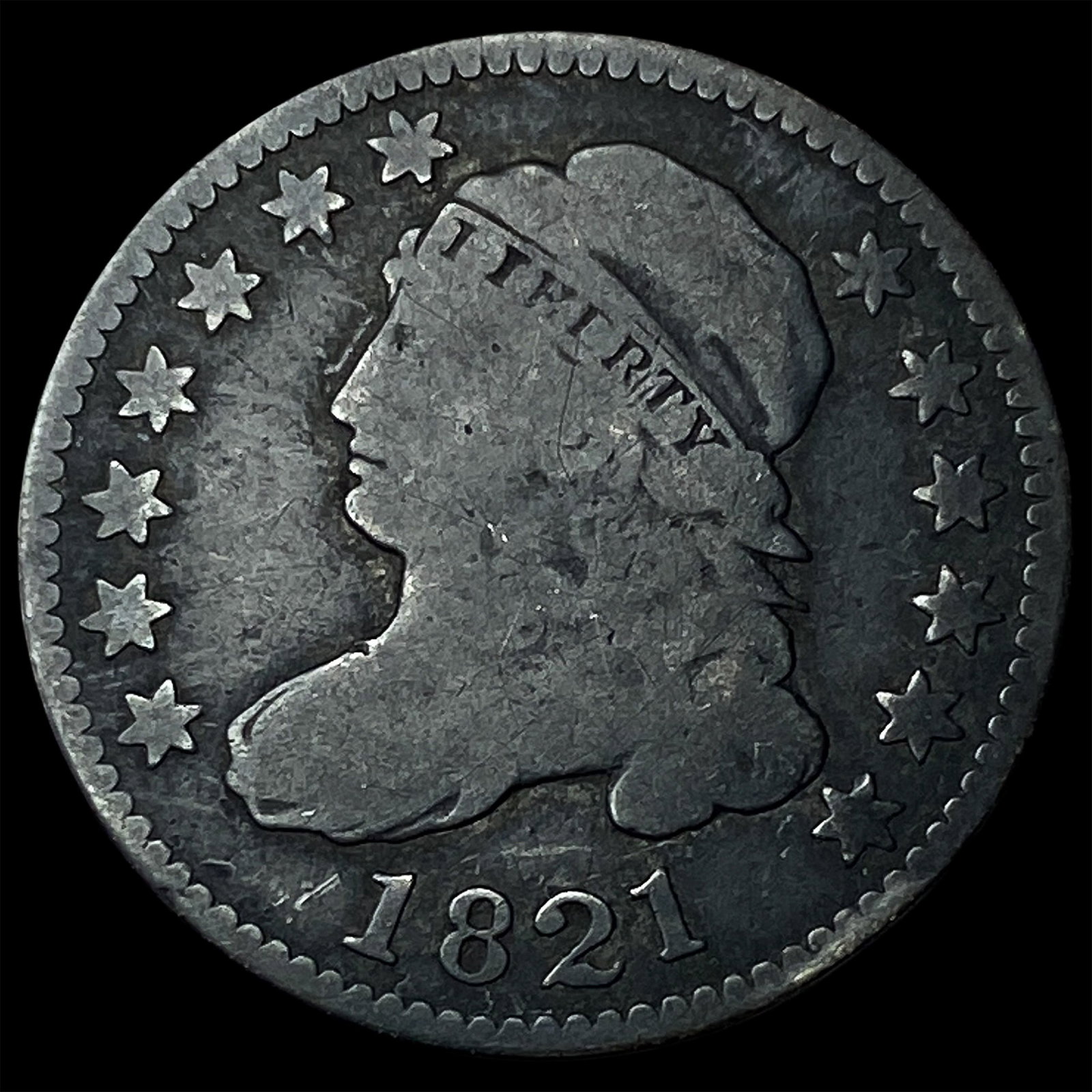 1821 Capped Bust Dime NICELY CIRCULATED: 1821 Capped Bust Dime NICELY CIRCULATED