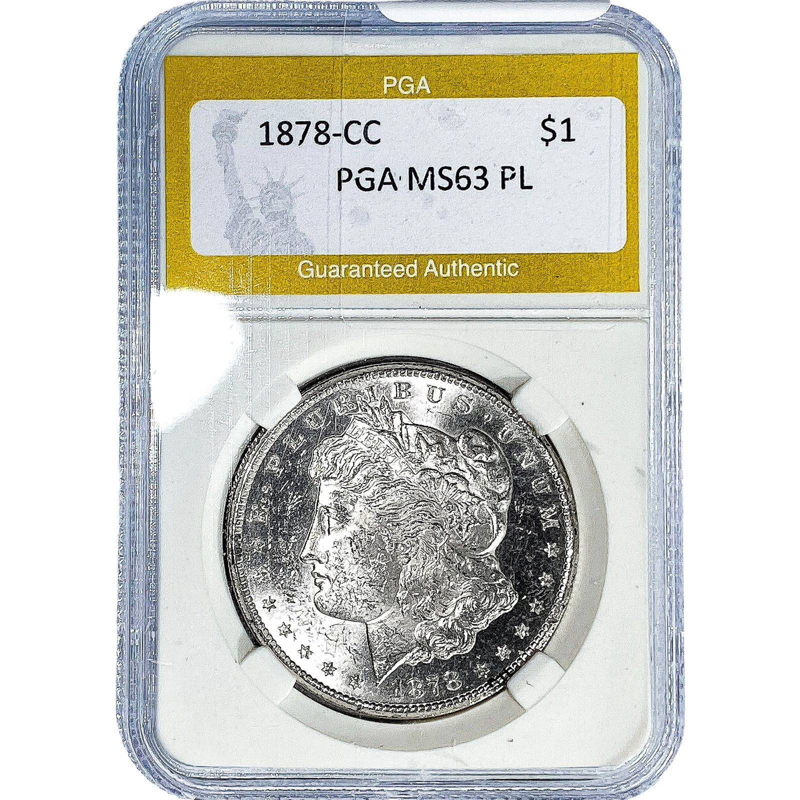 1878-CC Morgan Silver Dollar PGA MS63 PL: 1878-CC Morgan Silver Dollar PGA MS63 PL