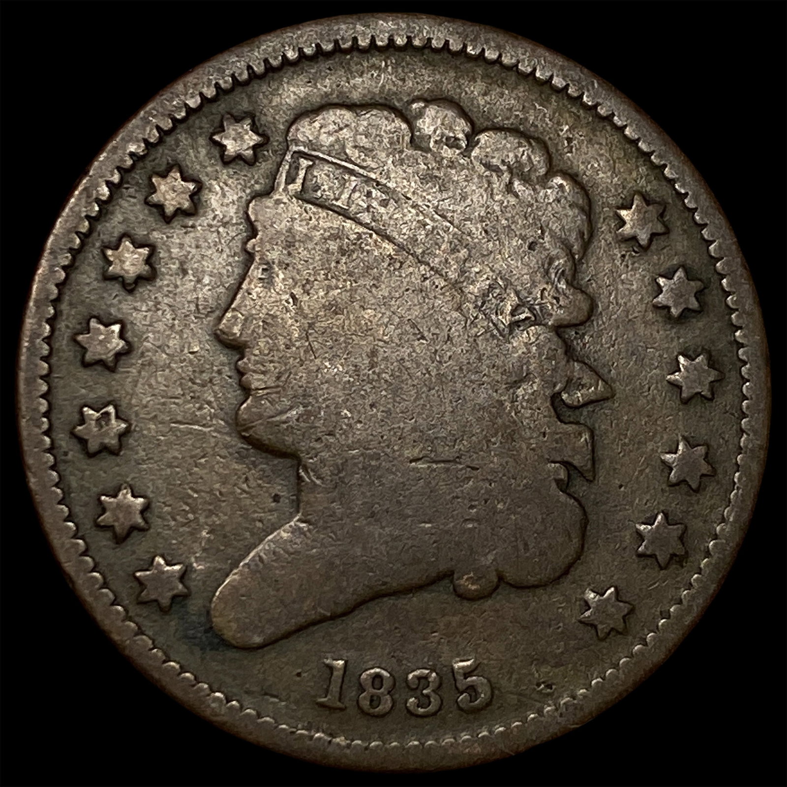 1835 Classic Head Half Cent NICELY CIRCULATED: 1835 Classic Head Half Cent NICELY CIRCULATED