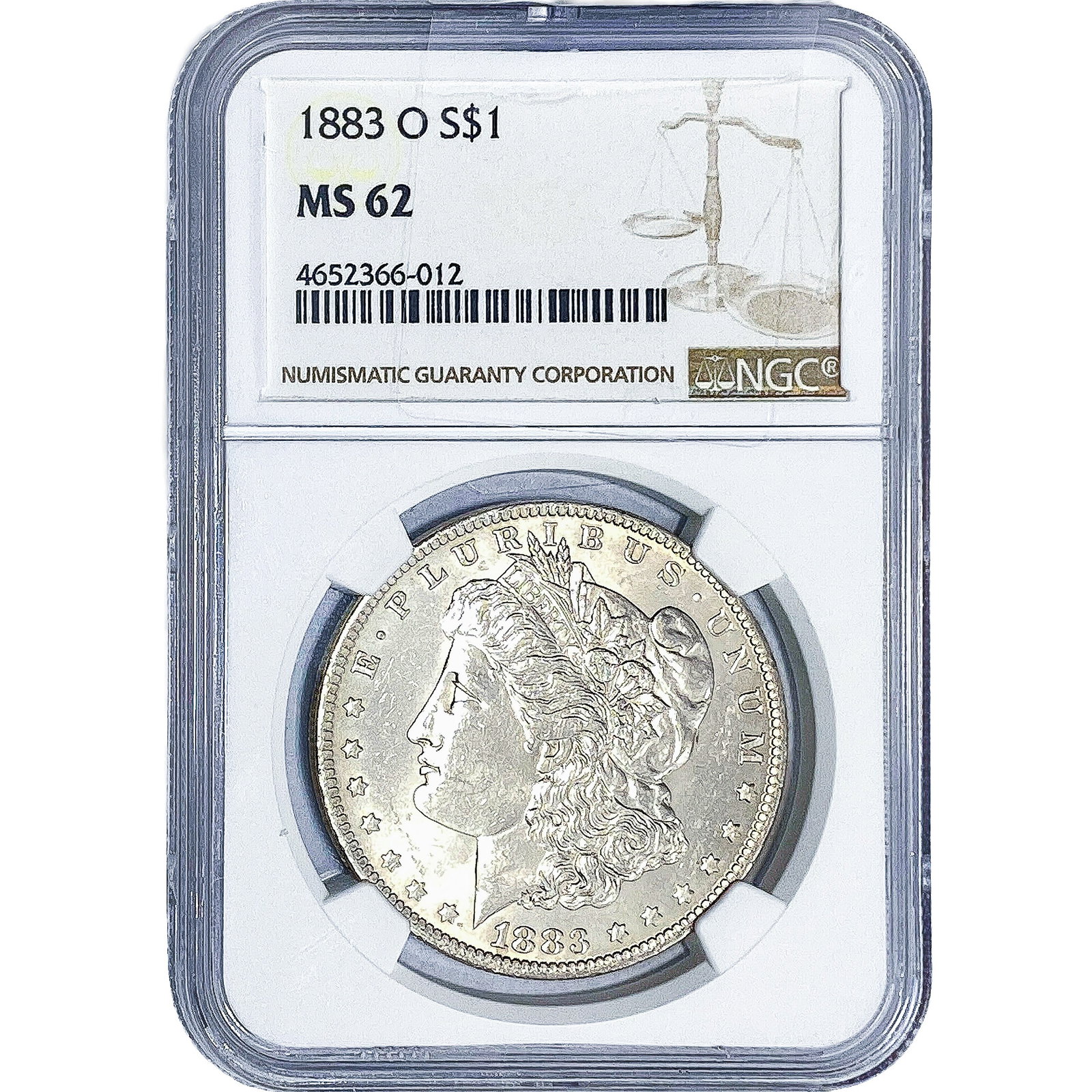1883-O Morgan Silver Dollar NGC MS62: 1883-O Morgan Silver Dollar NGC MS62