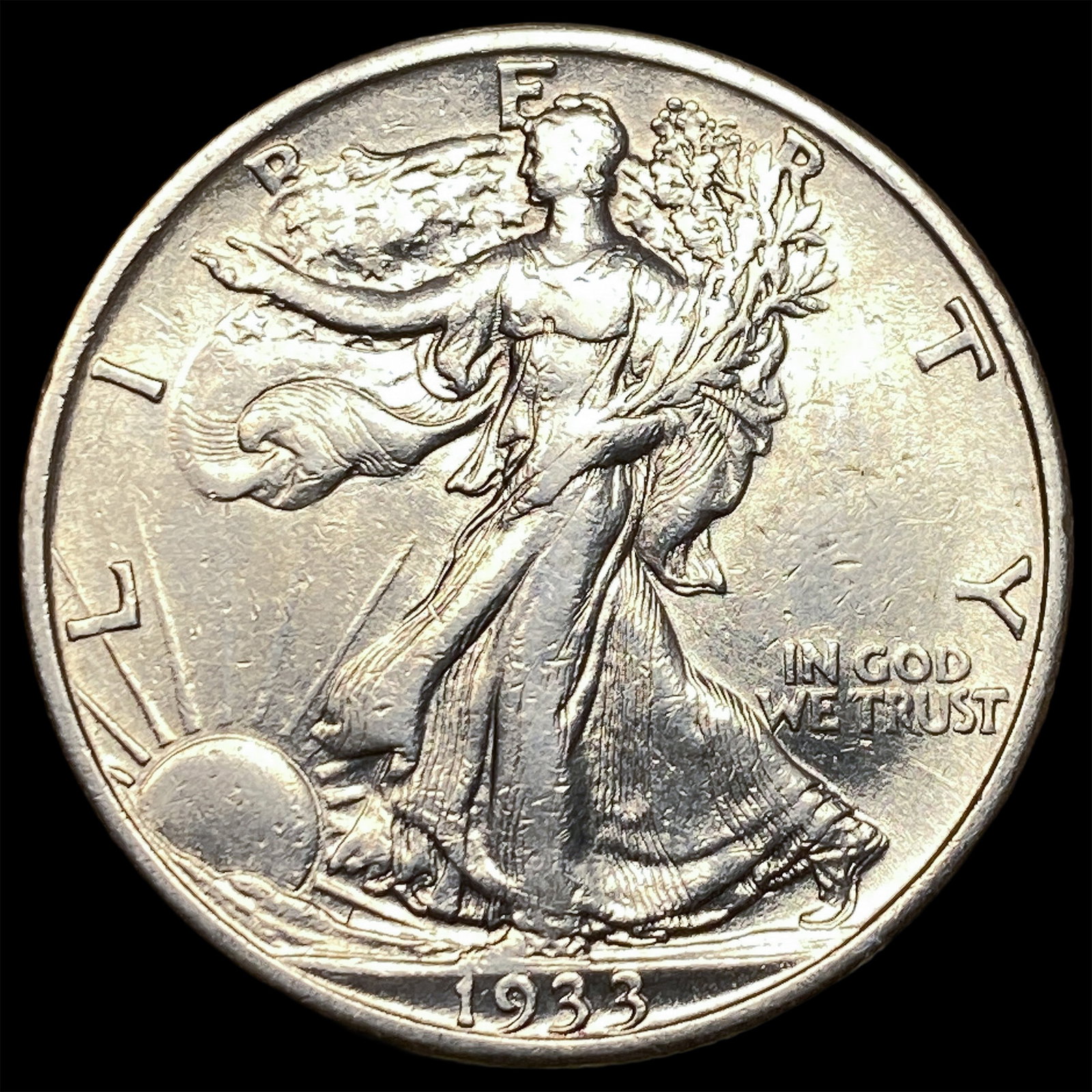 1933-S Silver Walking Liberty Half Dollar CLOSELY UNCIRCULATED: 1933-S Silver Walking Liberty Half Dollar CLOSELY UNCIRCULATED