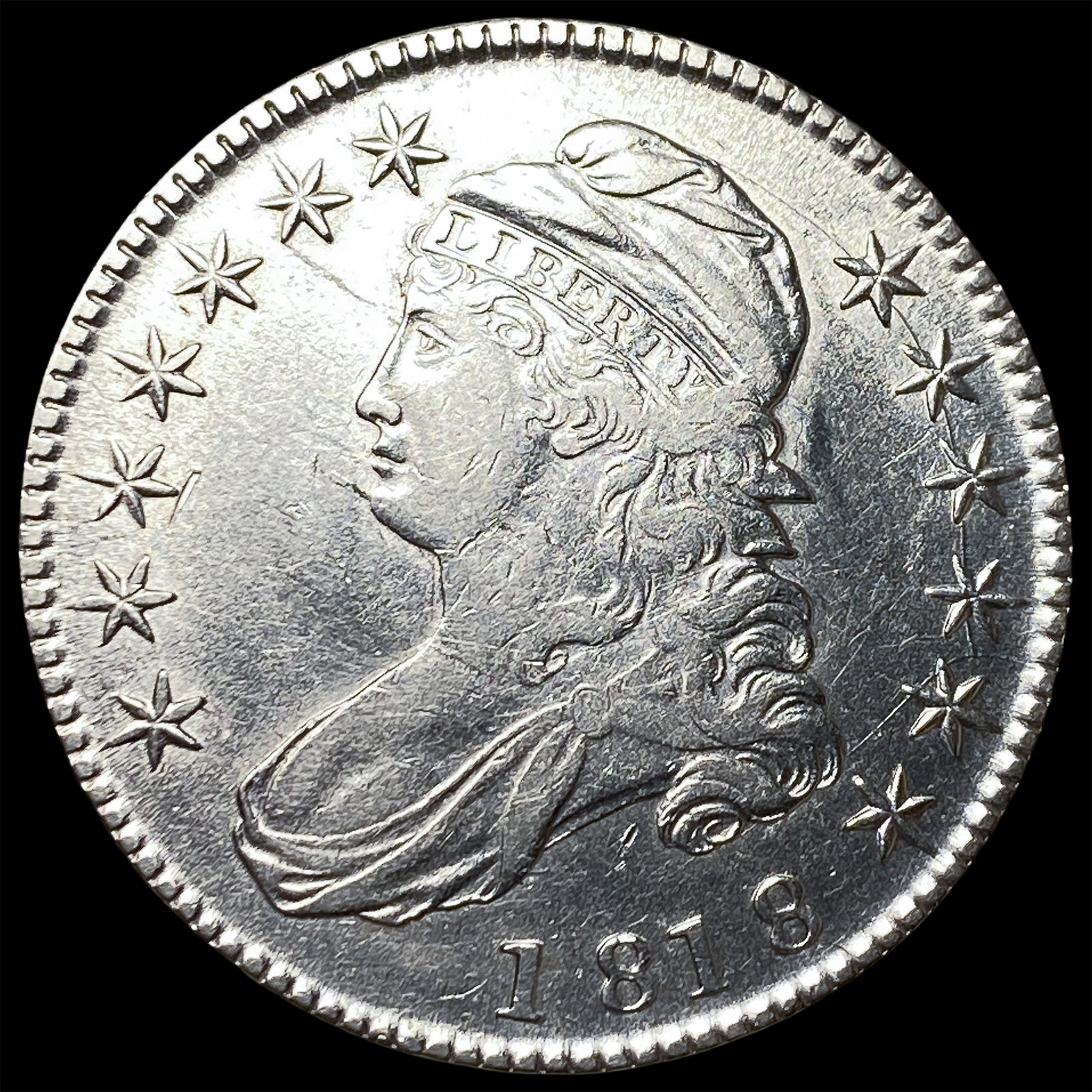 1818 Capped Bust Silver Half Dollar NEARLY UNCIRCULATED: 1818 Capped Bust Silver Half Dollar NEARLY UNCIRCULATED
