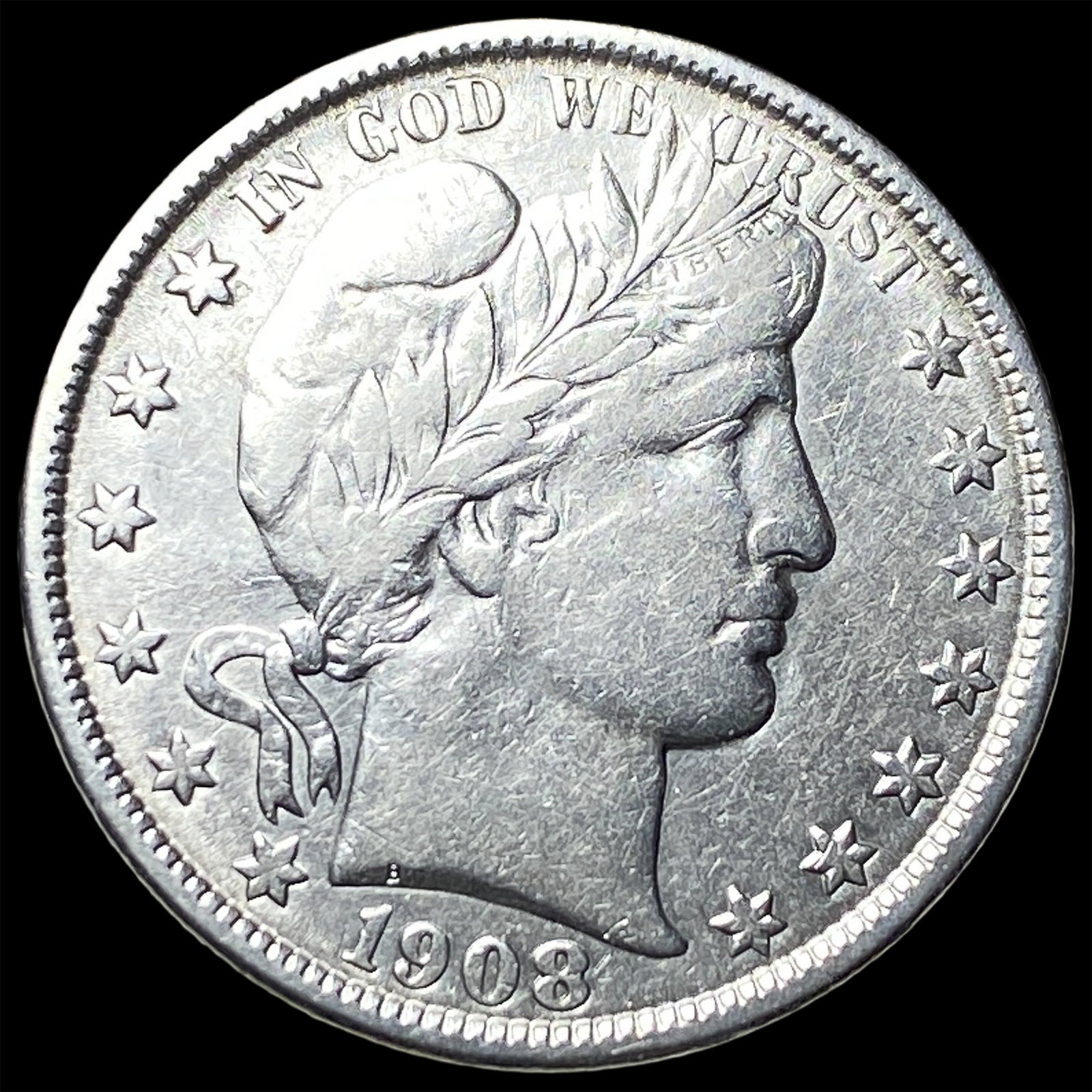 1908-O Silver Barber Half Dollar NEARLY UNCIRCULATED: 1908-O Silver Barber Half Dollar NEARLY UNCIRCULATED