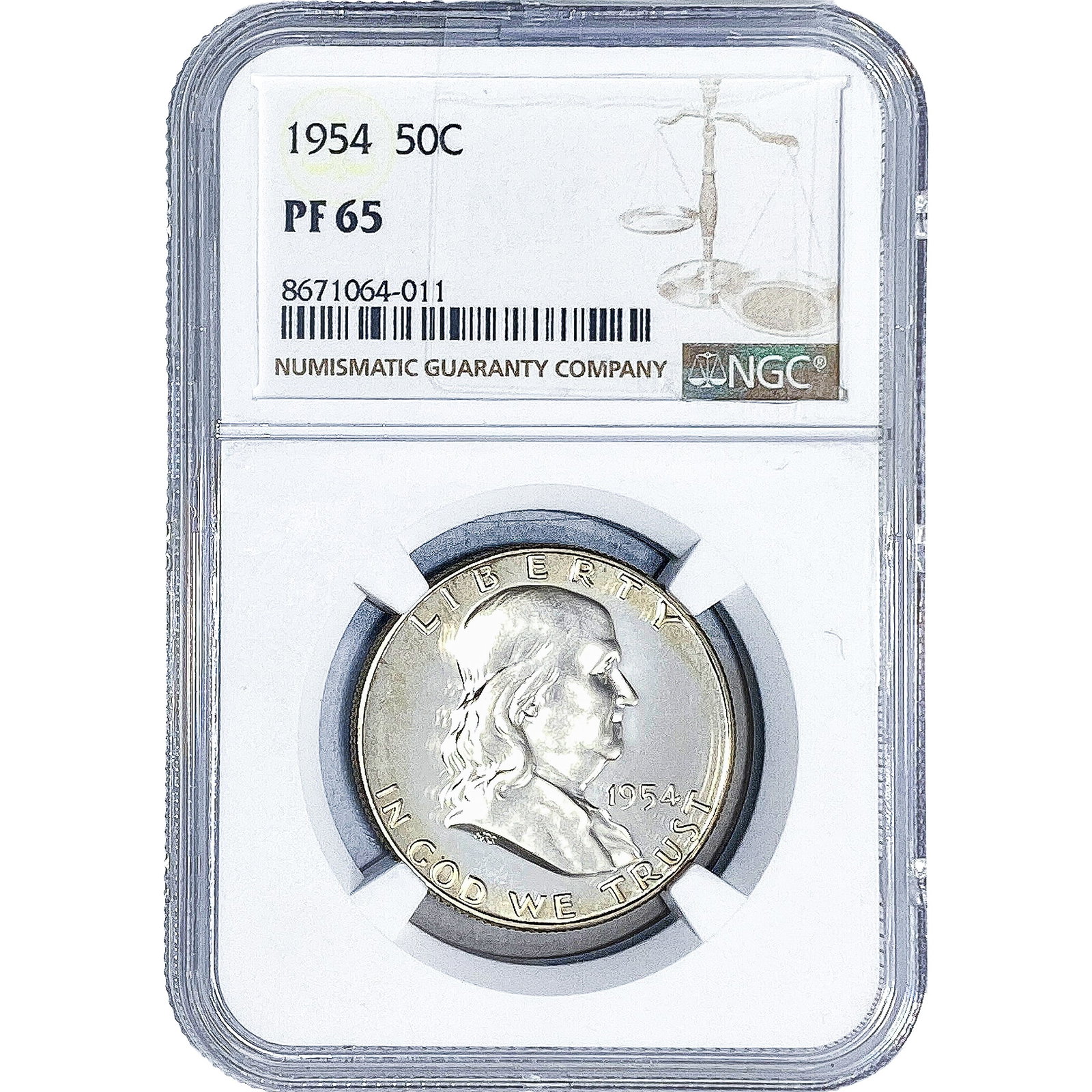 1954 Franklin Half Dollar NGC PF65: 1954 Franklin Half Dollar NGC PF65