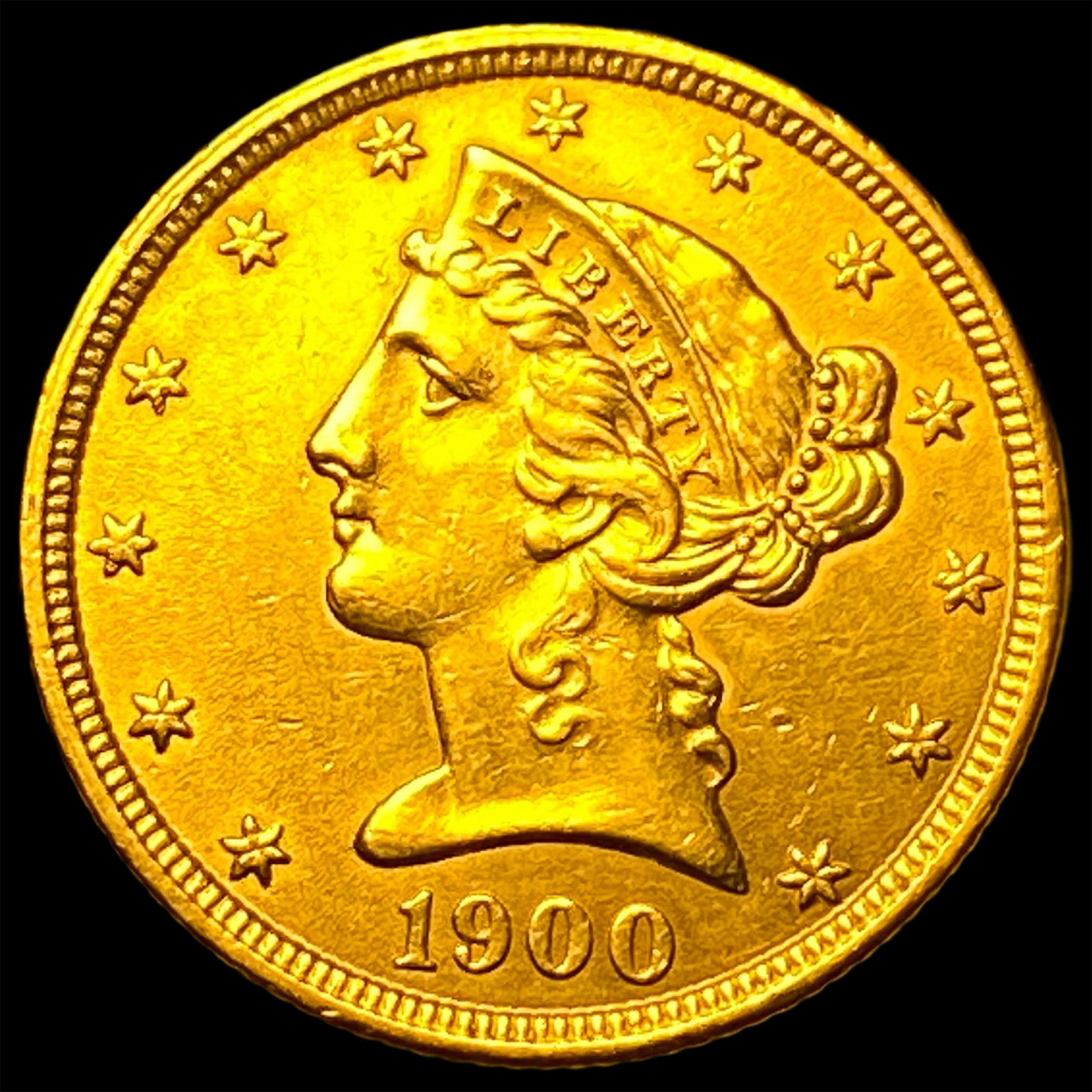 1900 Liberty Head Half Eagle $5 Gold CLOSELY UNCIRCULATED: 1900 Liberty Head Half Eagle $5 Gold CLOSELY UNCIRCULATED