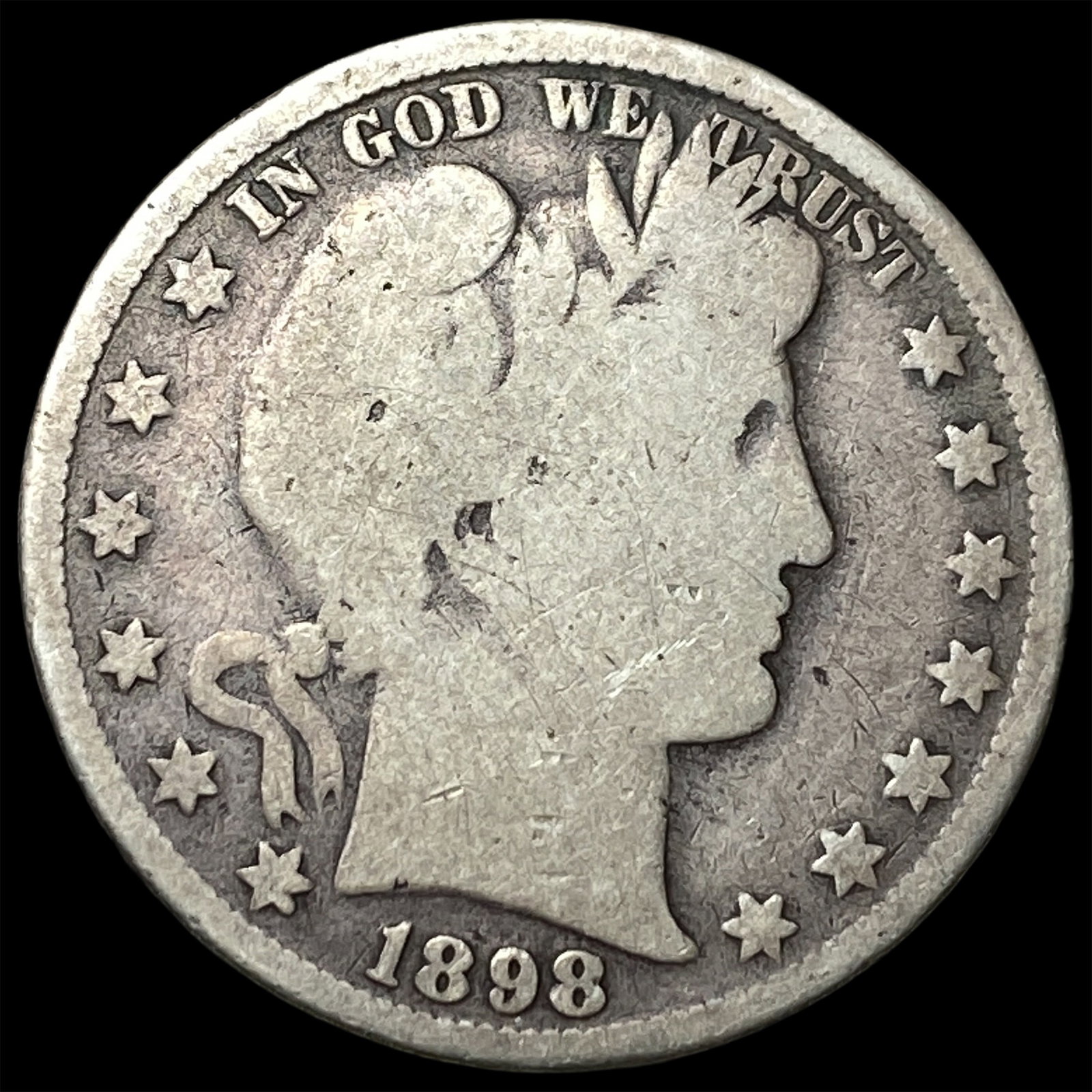 1898 Silver Barber Half Dollar HIGH GRADE: 1898 Silver Barber Half Dollar HIGH GRADE