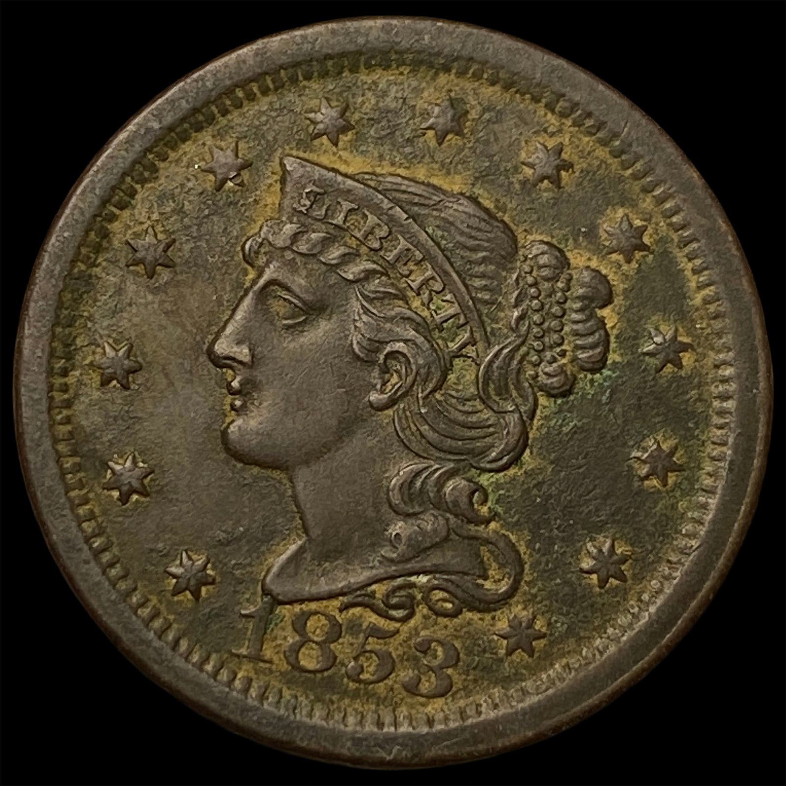 1853 Braided Hair Large Cent CLOSELY UNCIRCULATED: 1853 Braided Hair Large Cent CLOSELY UNCIRCULATED