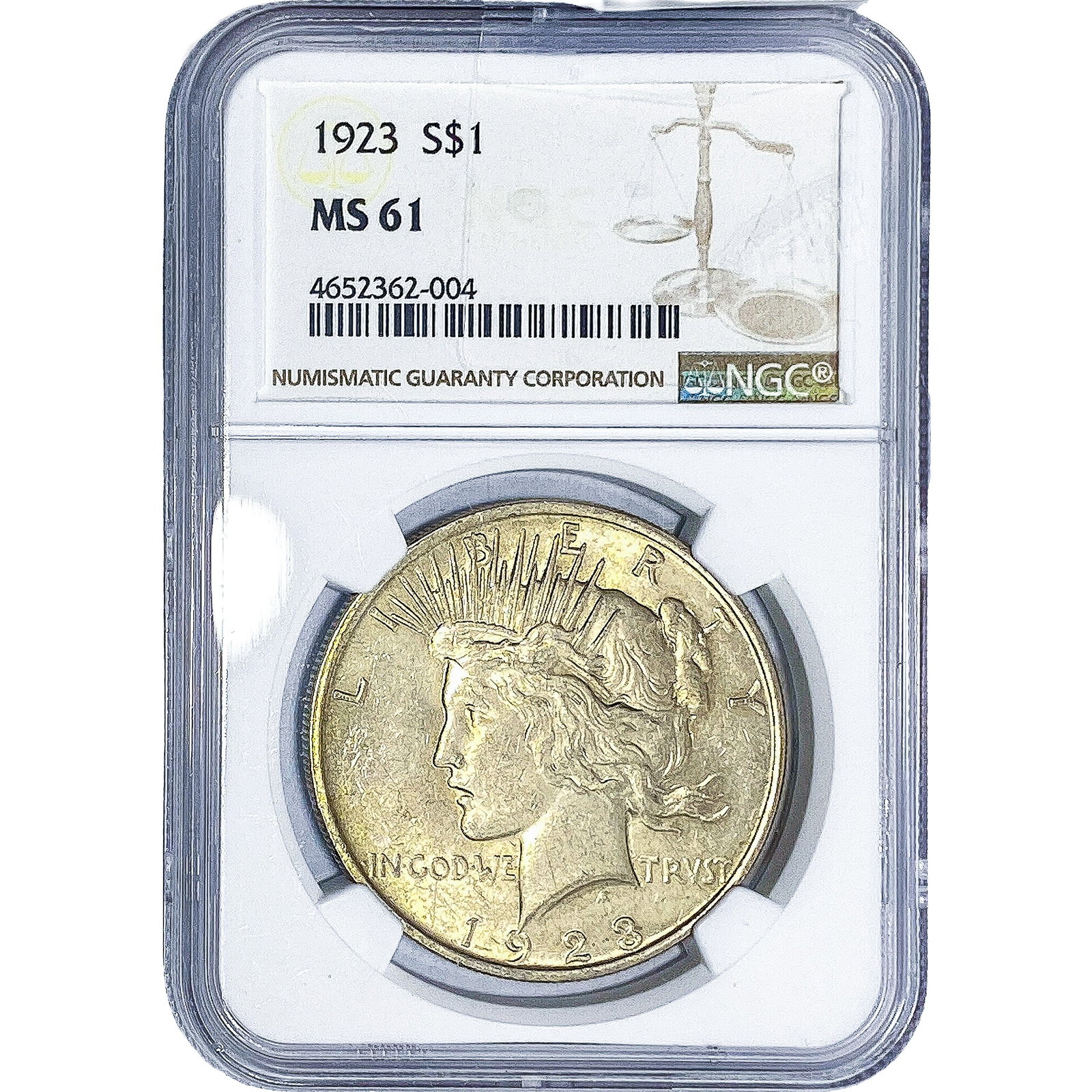 1923 Silver Peace Dollar NGC MS61: 1923 Silver Peace Dollar NGC MS61