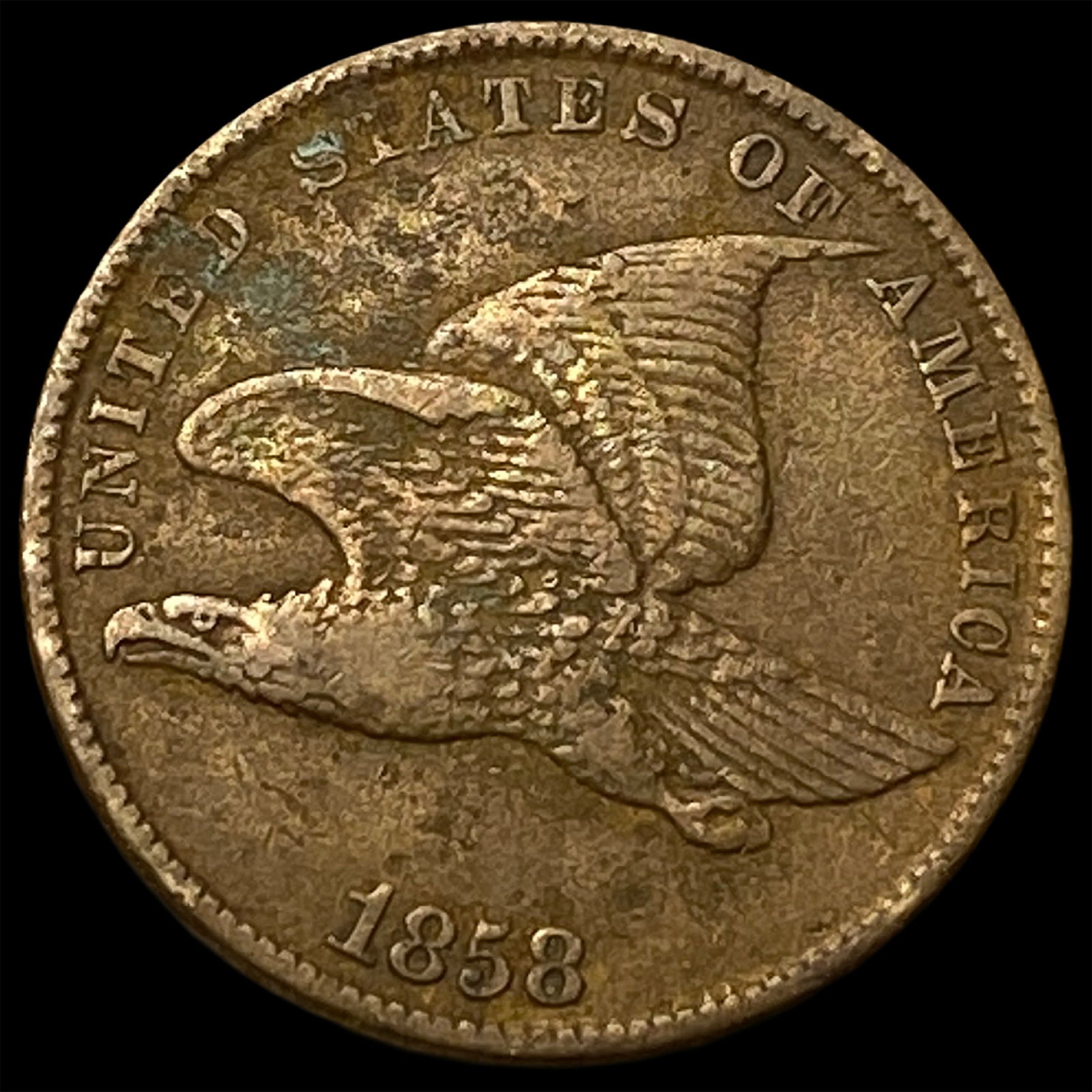 1858 Copper-Nickel Flying Eagle Cent NEARLY UNCIRCULATED: 1858 Copper-Nickel Flying Eagle Cent NEARLY UNCIRCULATED