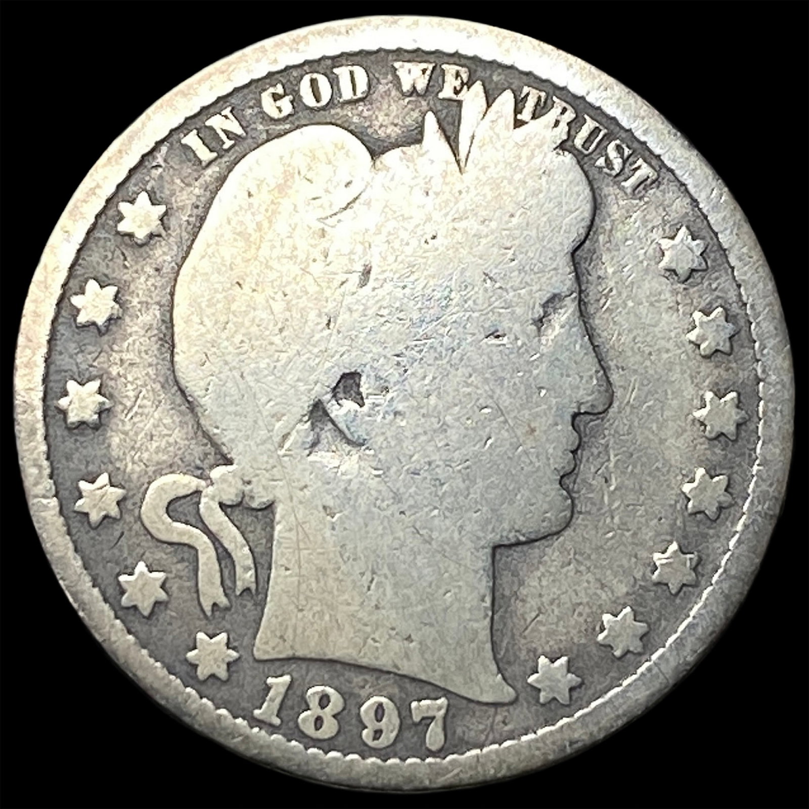 1897-O Silver Barber Quarter NICELY CIRCULATED: 1897-O Silver Barber Quarter NICELY CIRCULATED