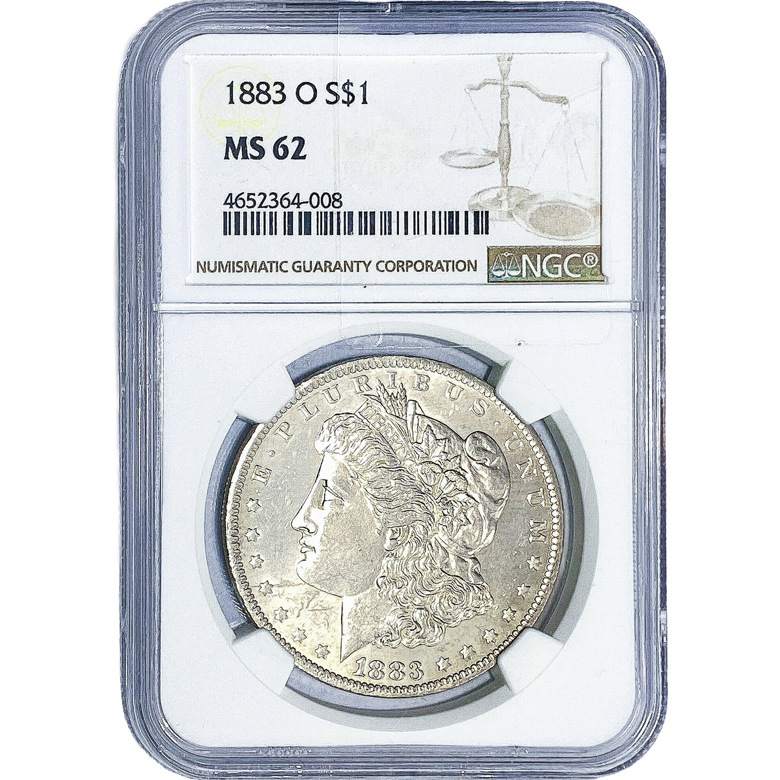 1883-O Morgan Silver Dollar NGC MS62: 1883-O Morgan Silver Dollar NGC MS62