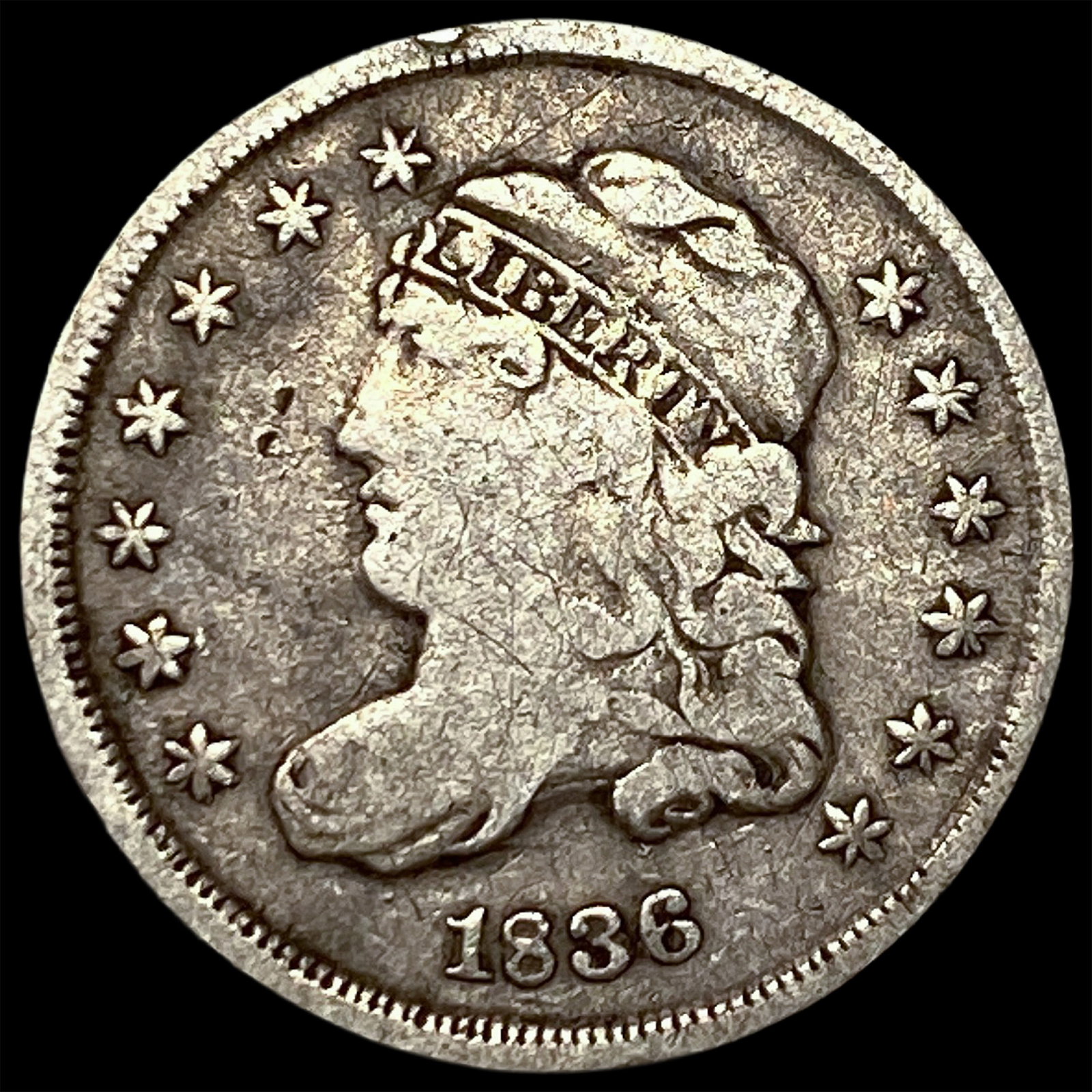 1836 Capped Bust Half Dime NICELY CIRCULATED: 1836 Capped Bust Half Dime NICELY CIRCULATED