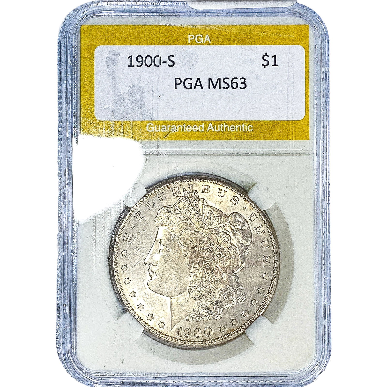 1900-S Morgan Silver Dollar PGA MS63: 1900-S Morgan Silver Dollar PGA MS63
