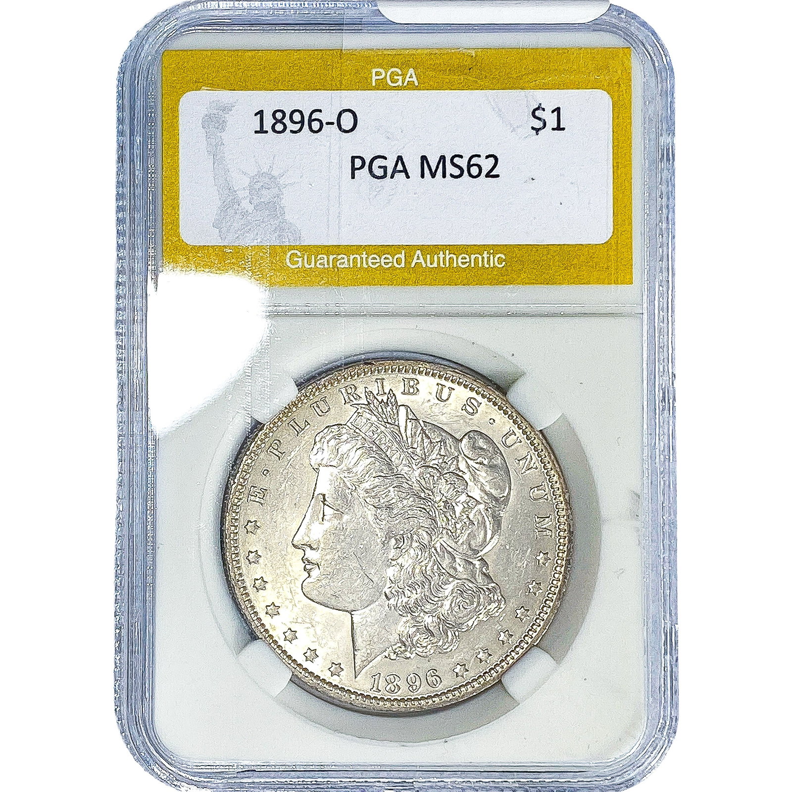 1896-O Morgan Silver Dollar PGA MS62: 1896-O Morgan Silver Dollar PGA MS62