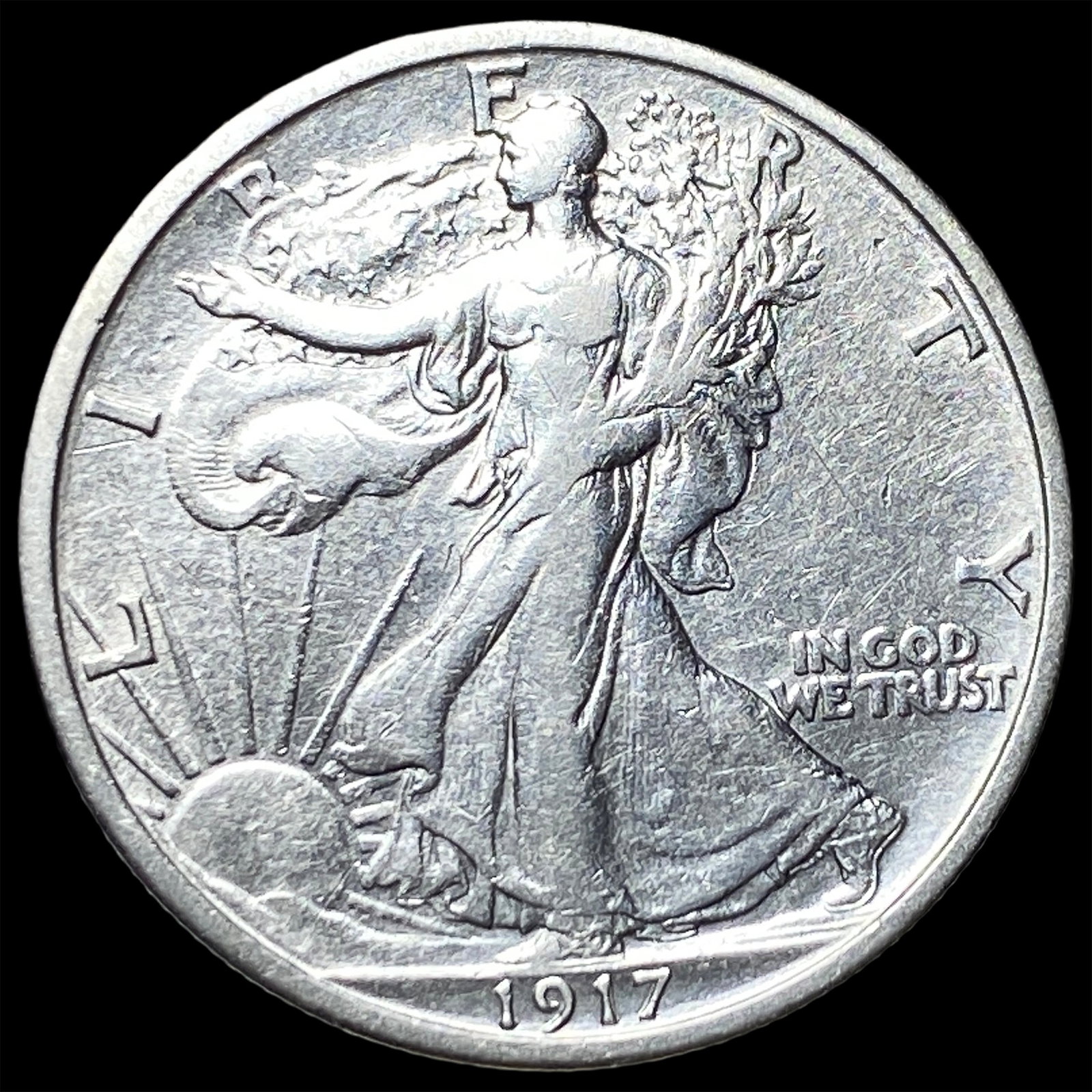 1917-D Silver Walking Liberty Half Dollar NEARLY UNCIRCULATED (1 of 2)