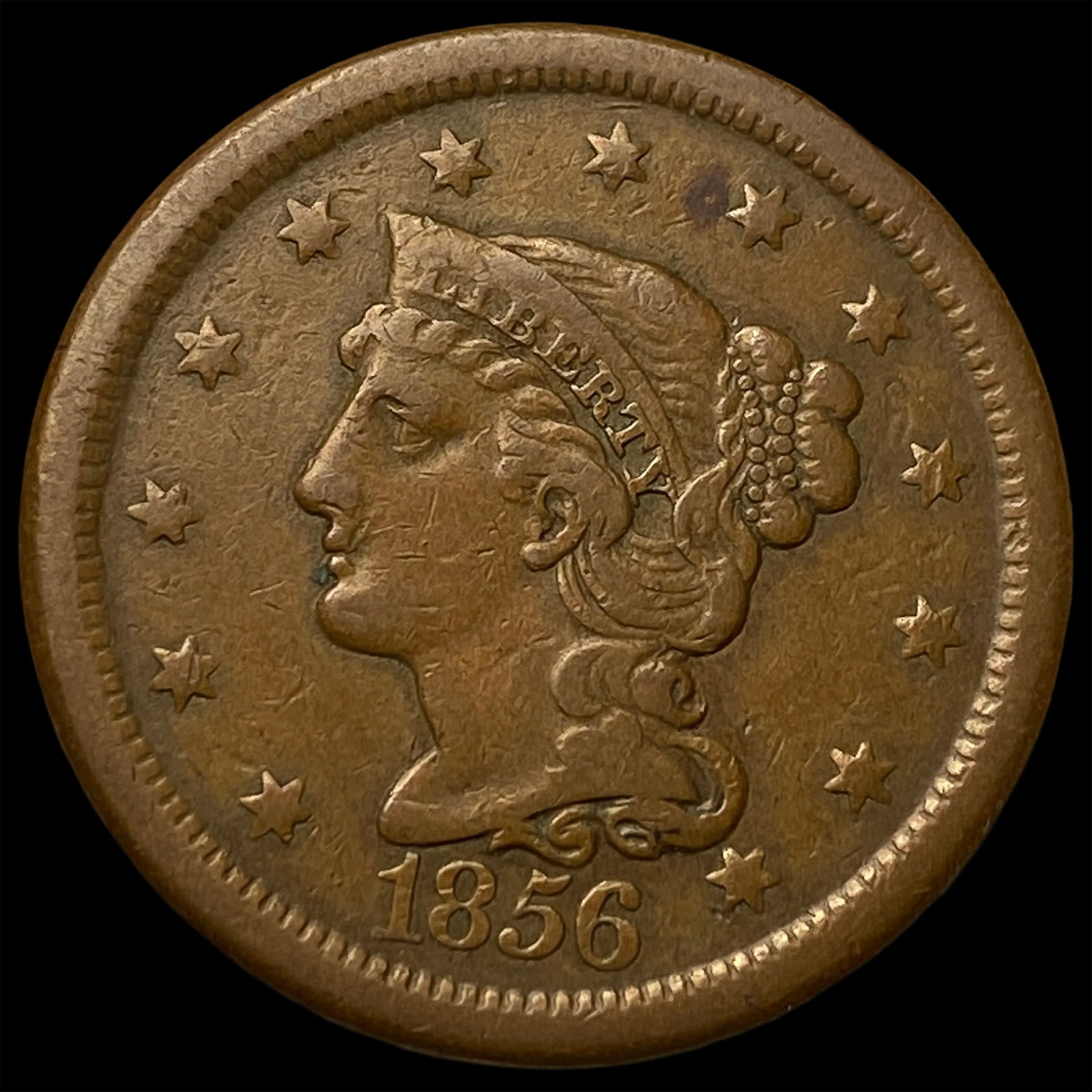 1856 Braided Hair Large Cent NEARLY UNCIRCULATED: 1856 Braided Hair Large Cent NEARLY UNCIRCULATED