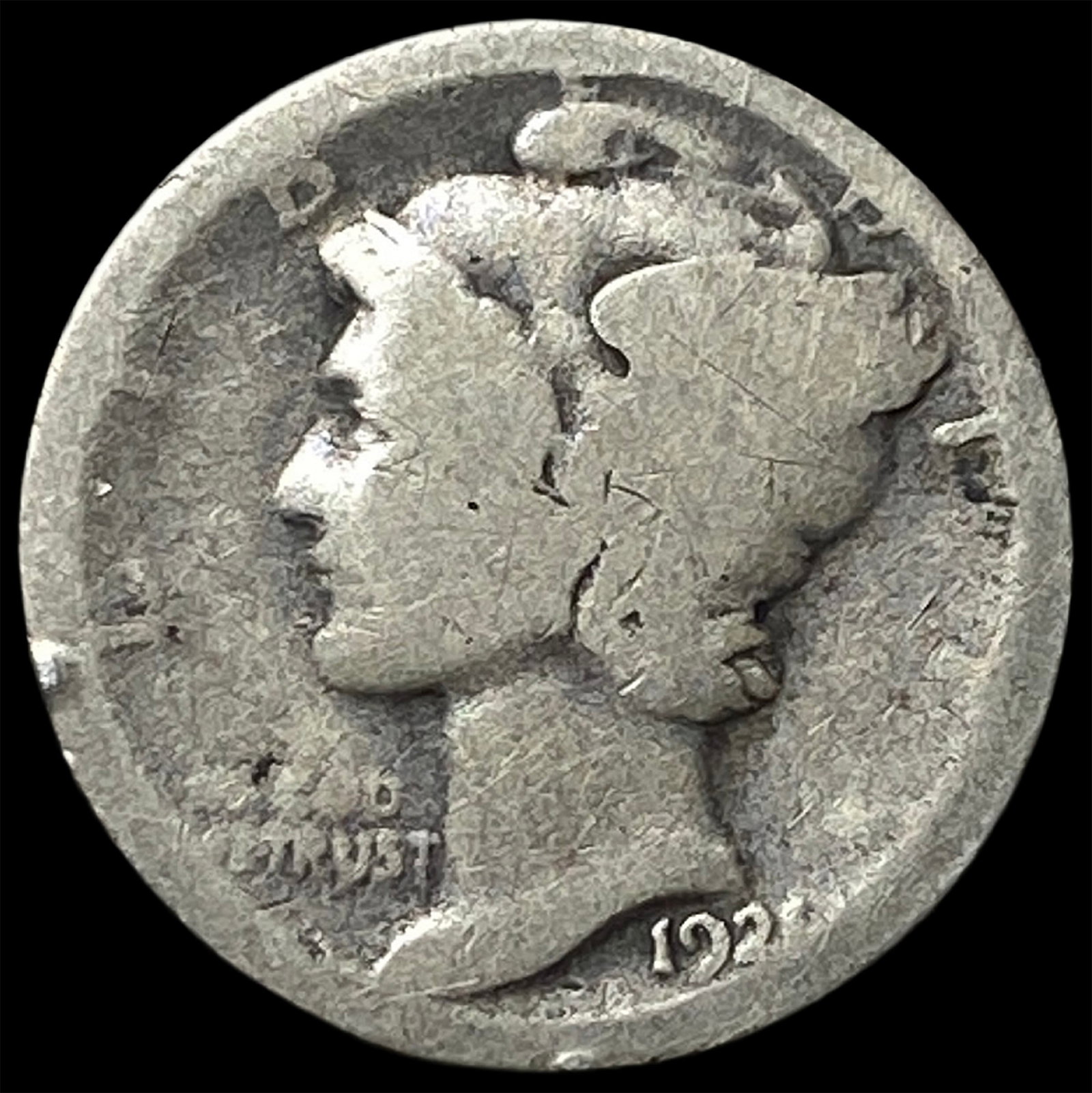 1921 Silver Mercury Dime NICELY CIRCULATED: 1921 Silver Mercury Dime NICELY CIRCULATED