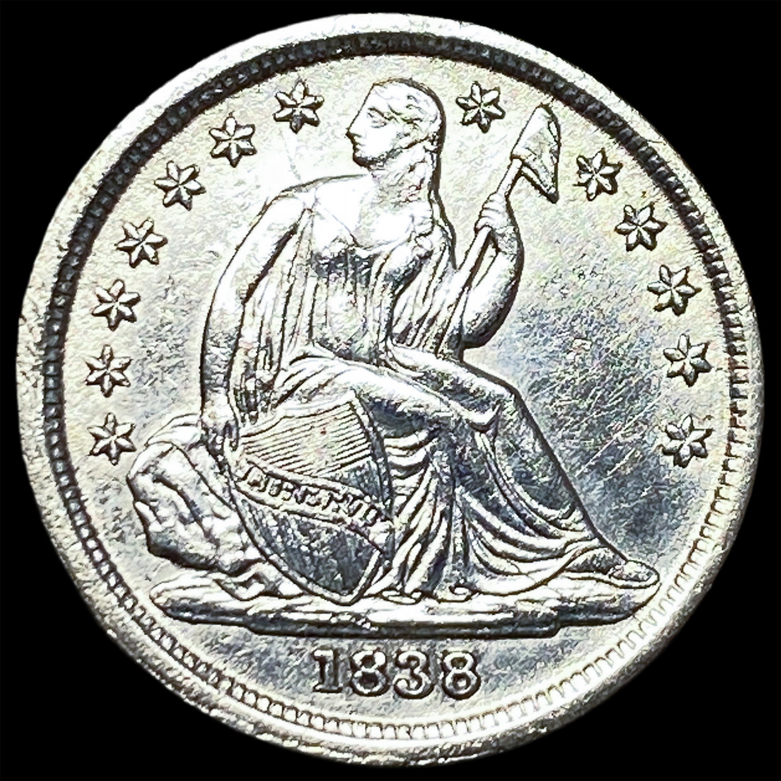 1838 Seated Liberty Dime CLOSELY UNCIRCULATED: 1838 Seated Liberty Dime CLOSELY UNCIRCULATED