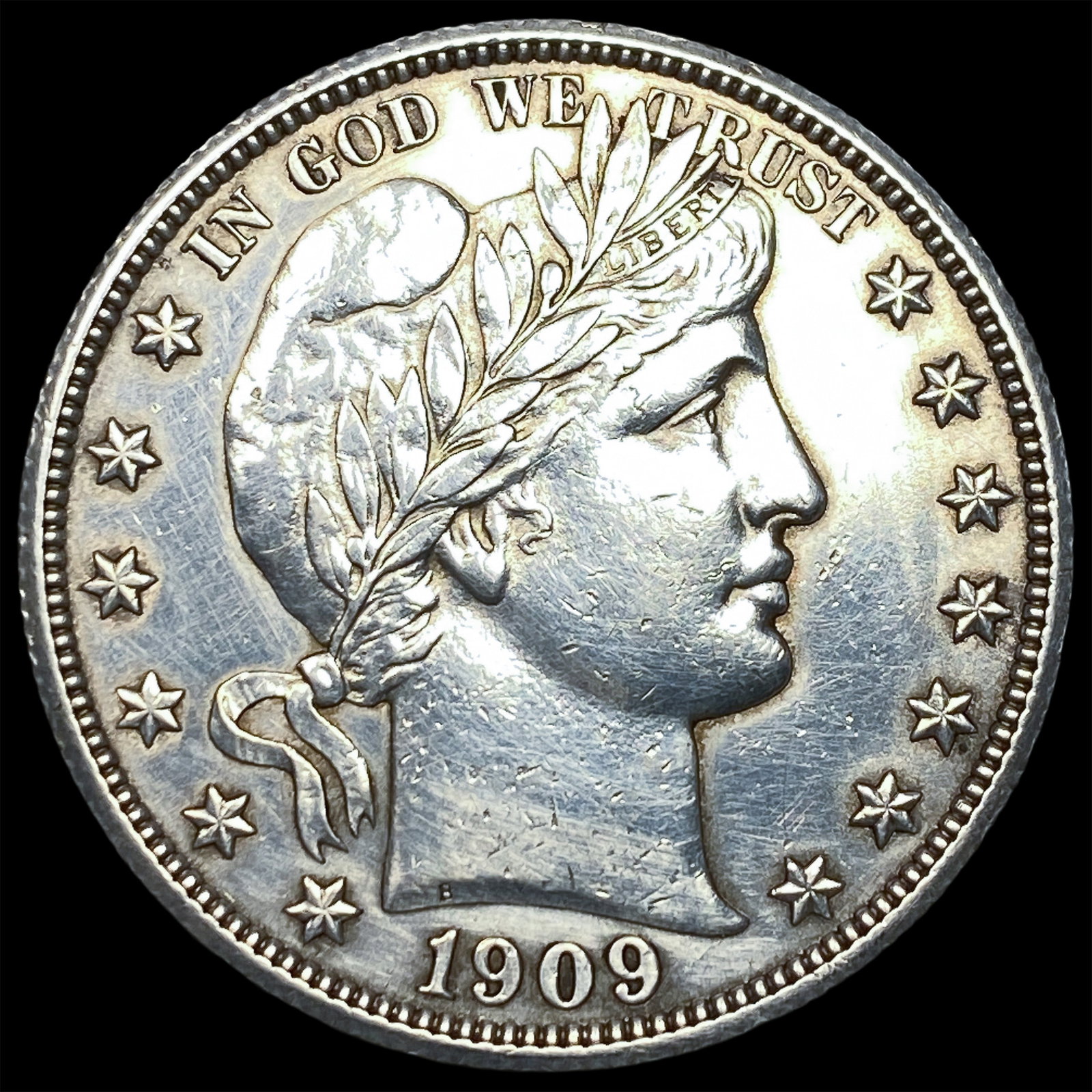 1909 Silver barber Half Dollar CLOSELY UNCIRCULATED: 1909 Silver barber Half Dollar CLOSELY UNCIRCULATED