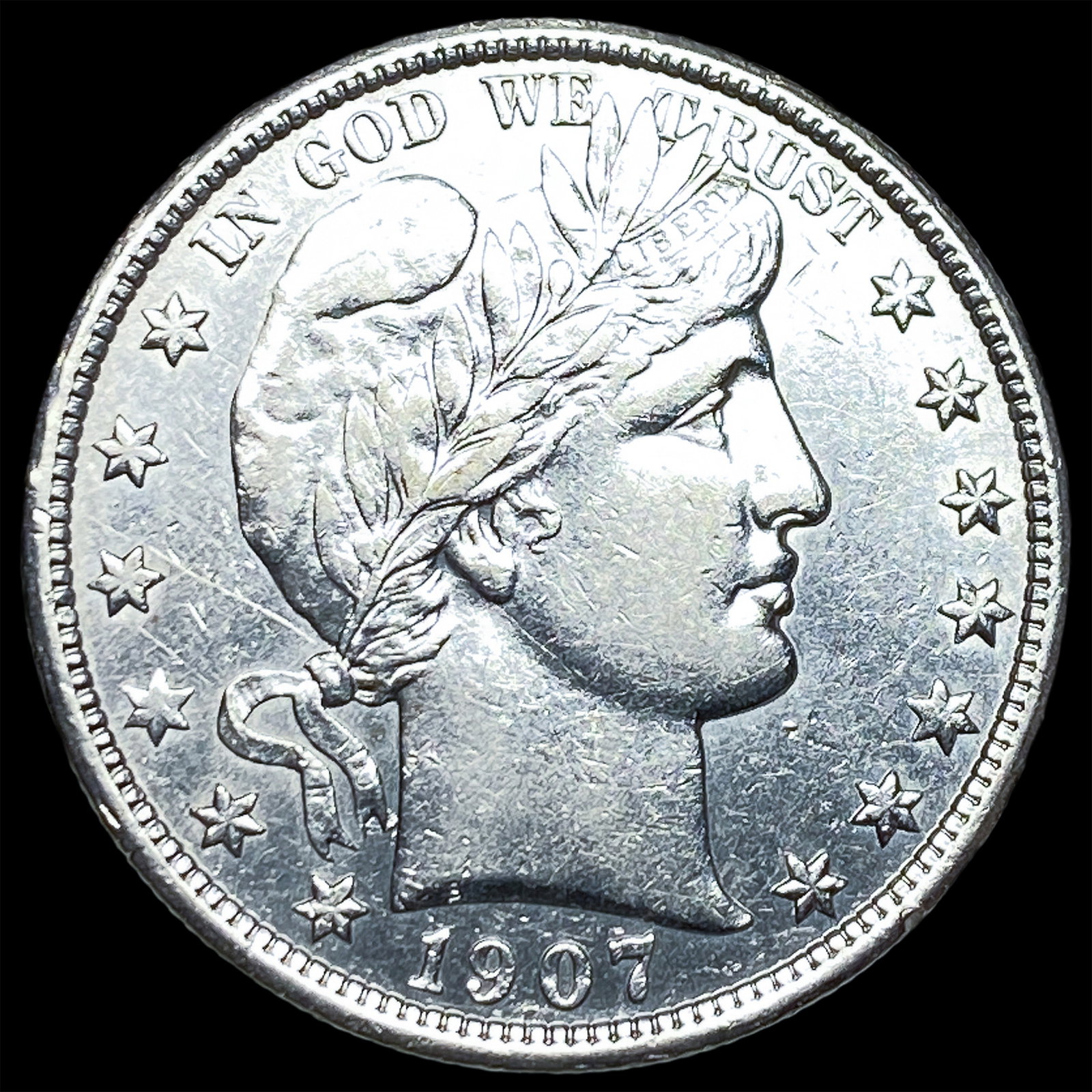 1907-D Silver Barber Half Dollar CLOSELY UNCIRCULATED (1 of 2)