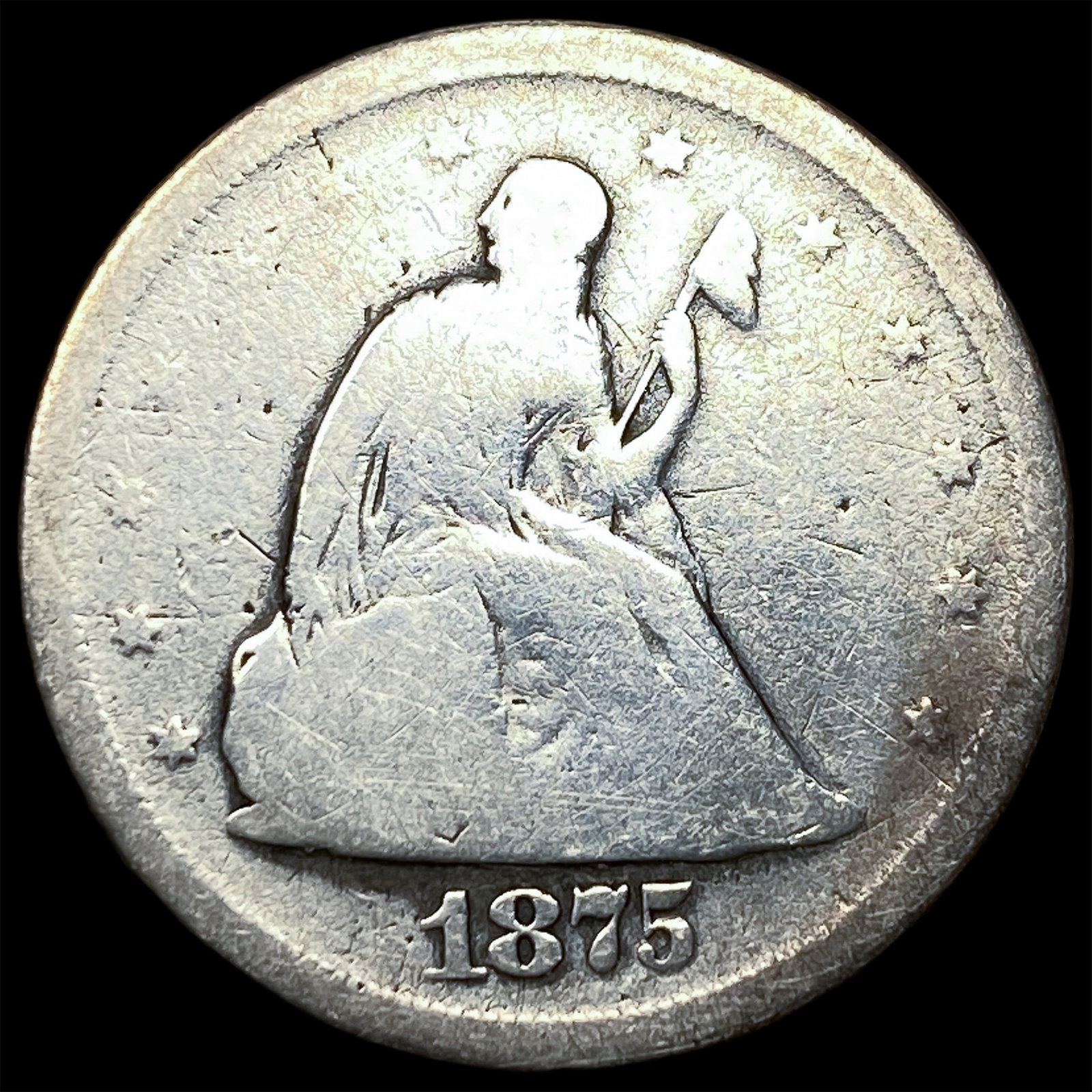 1875-S Silver Seated Liberty Dime NICELY CIRCULATED: 1875-S Silver Seated Liberty Dime NICELY CIRCULATED