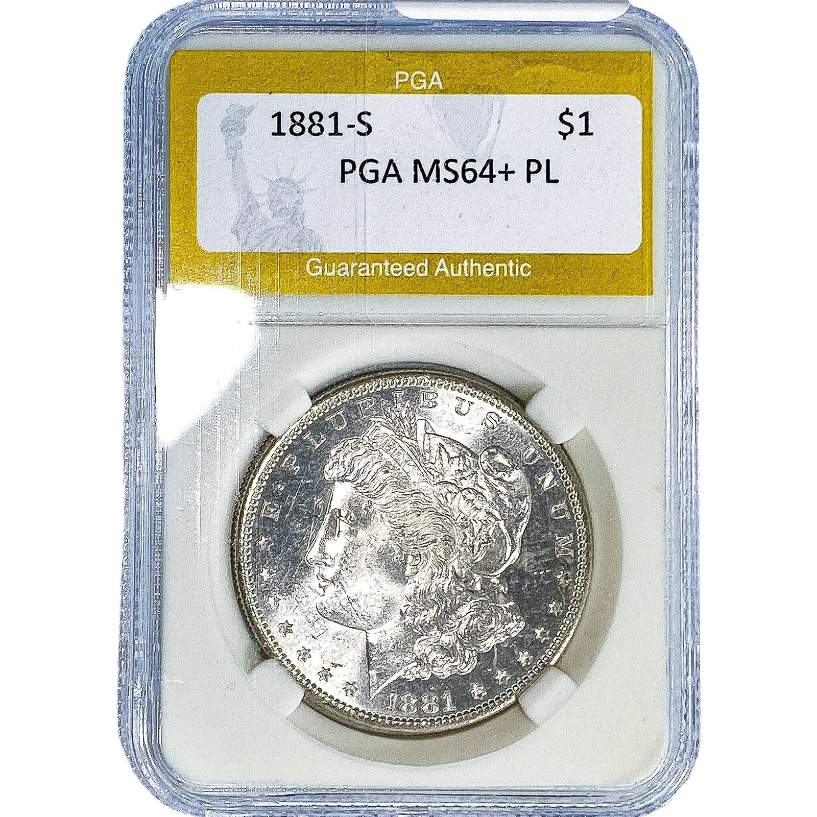 1881-S Morgan Silver Dollar PGA MS64+ PL: 1881-S Morgan Silver Dollar PGA MS64+ PL