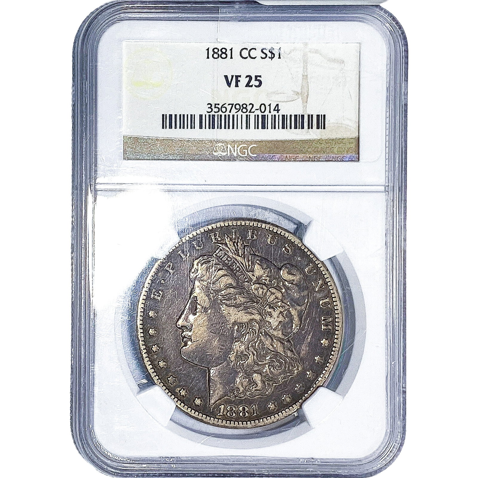 1881-CC Morgan Silver Dollar NGC VF25: 1881-CC Morgan Silver Dollar NGC VF25