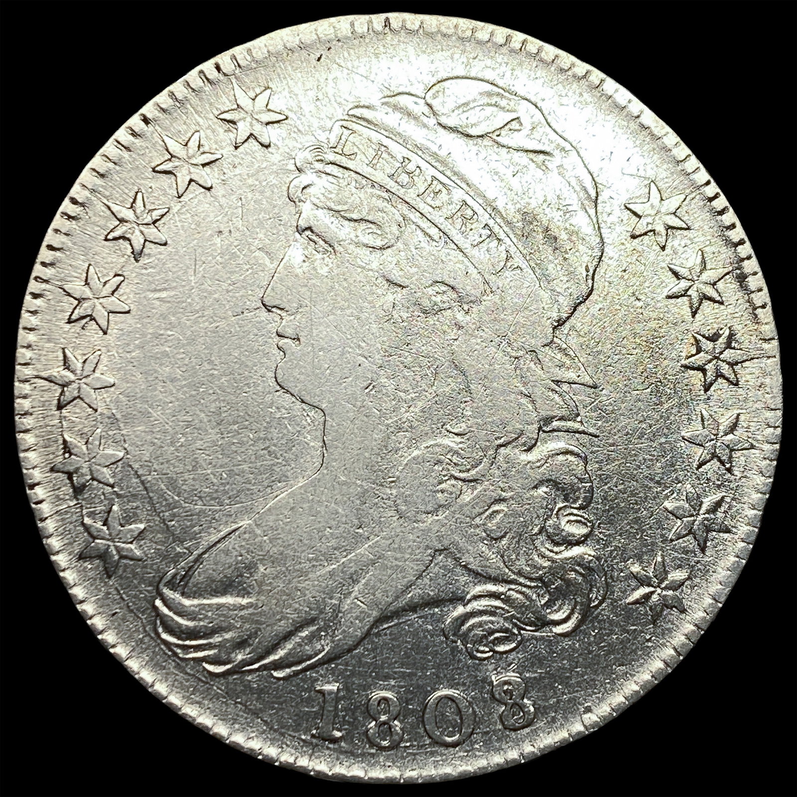 1808/7 Silver Capped Bust Half Dollar LIGHTLY CIRCULATED (1 of 2)