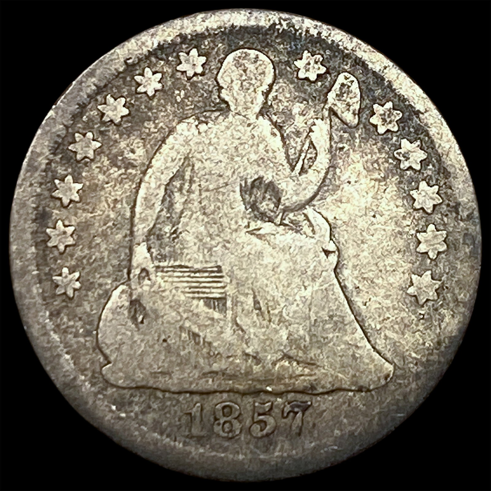 1857 Seated Liberty Half Dime NICELY CIRCULATED: 1857 Seated Liberty Half Dime NICELY CIRCULATED