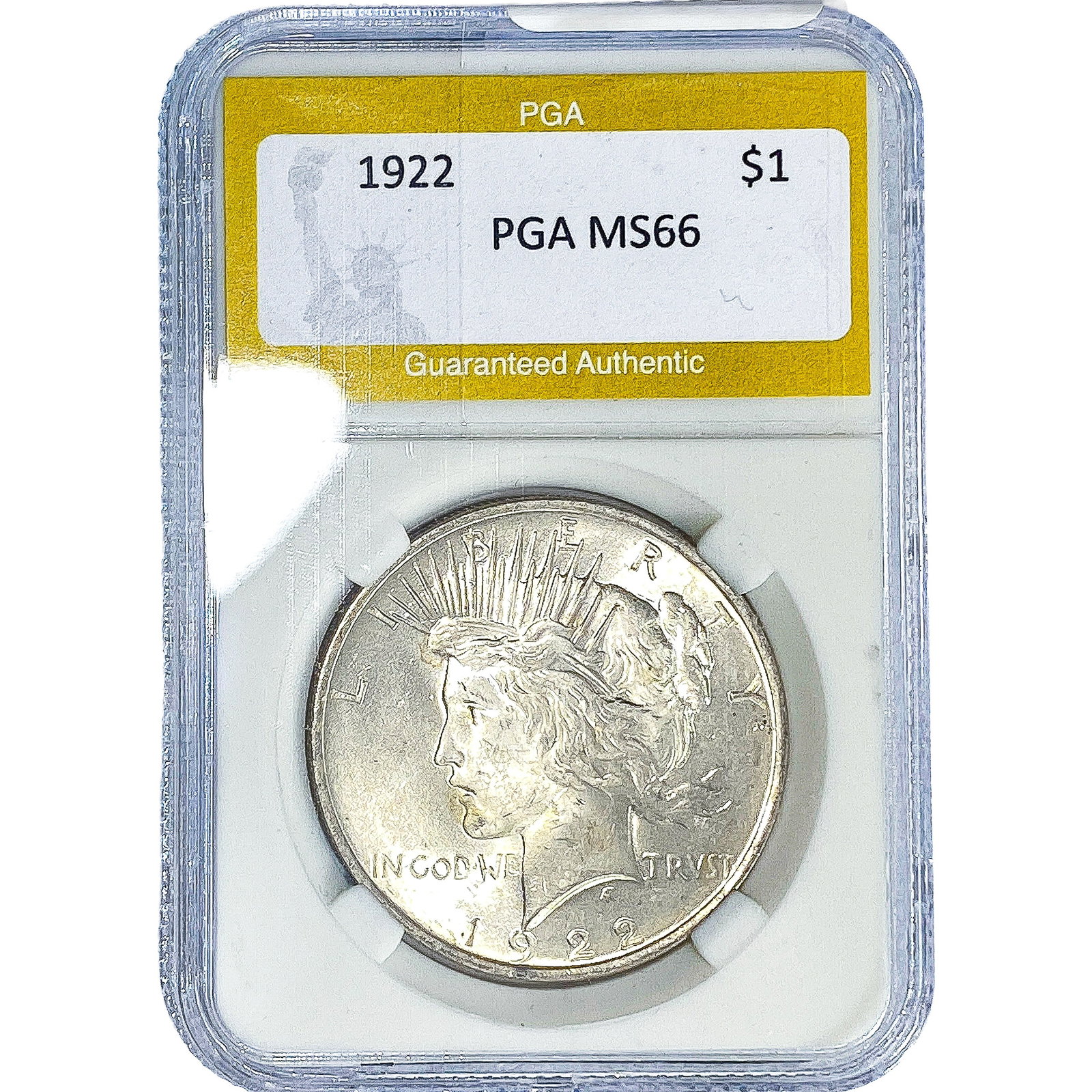 1922 Silver Peace Dollar PGA MS66: 1922 Silver Peace Dollar PGA MS66