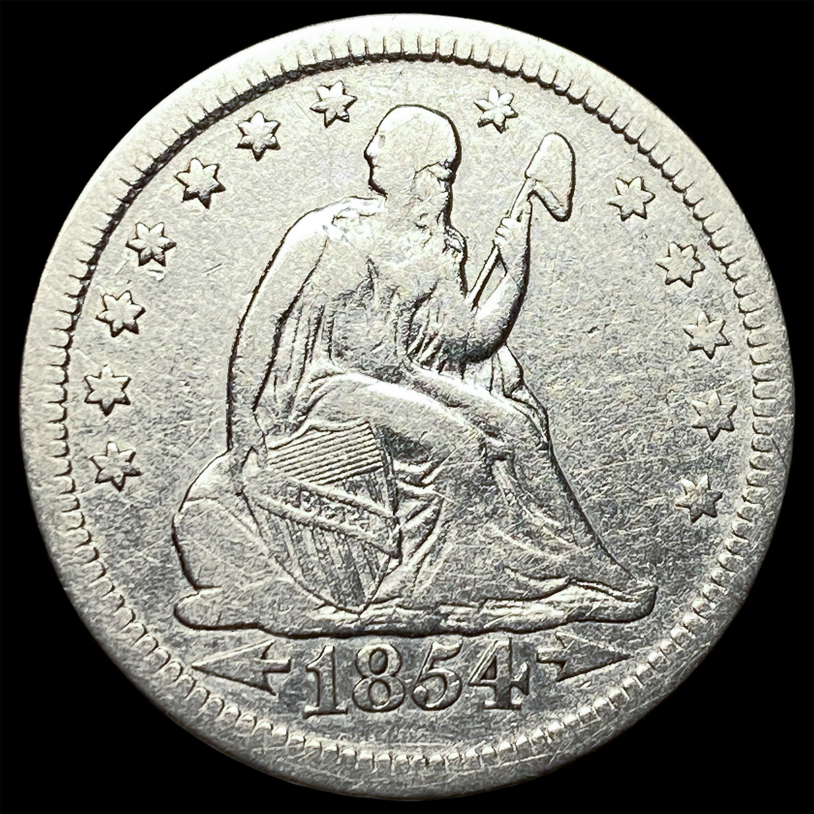 1854 Arrows Seated Liberty Quarter LIGHTLY CIRCULATED: 1854 Arrows Seated Liberty Quarter LIGHTLY CIRCULATED