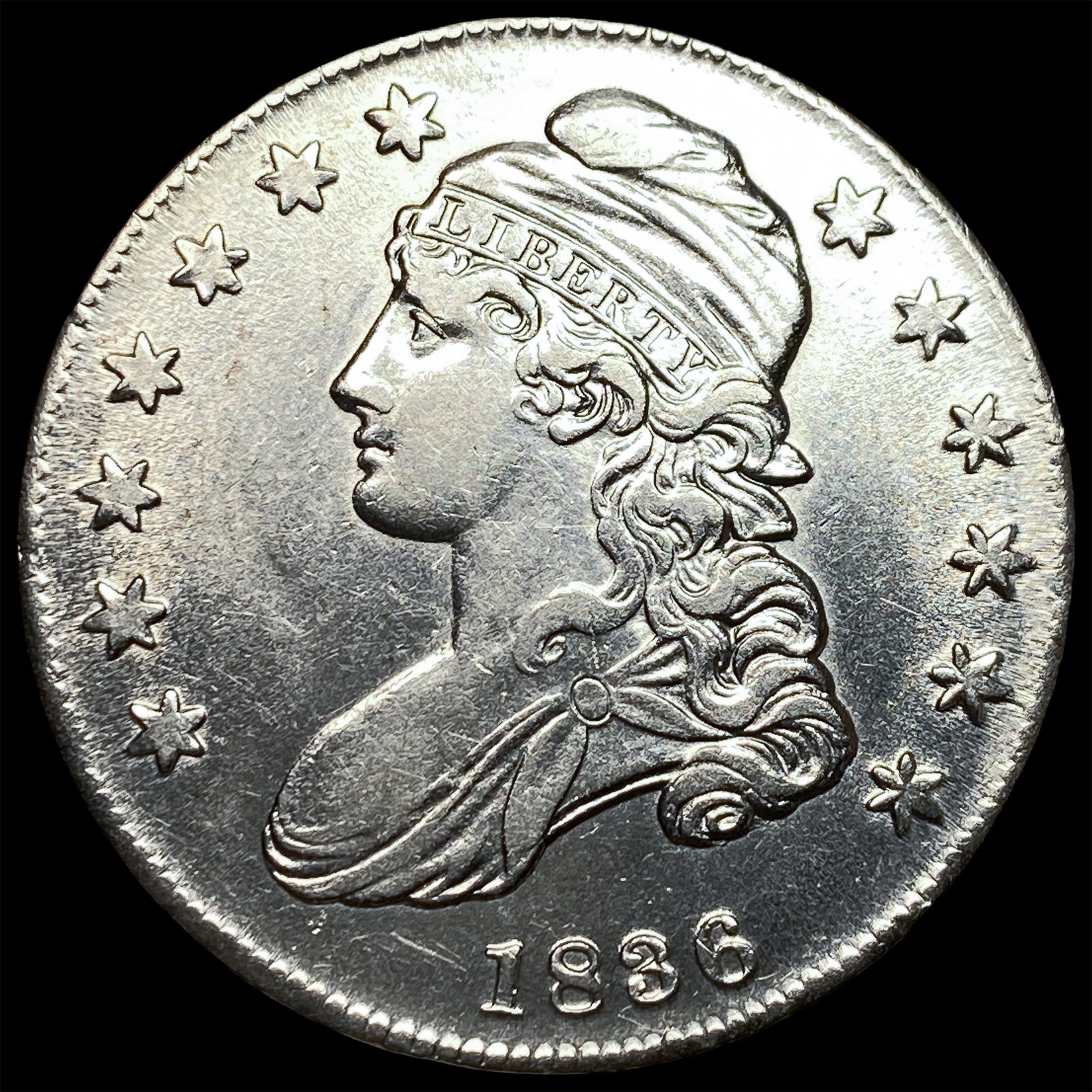 1836 Capped Bust Half Dollar CLOSELY UNCIRCULATED: 1836 Capped Bust Half Dollar CLOSELY UNCIRCULATED