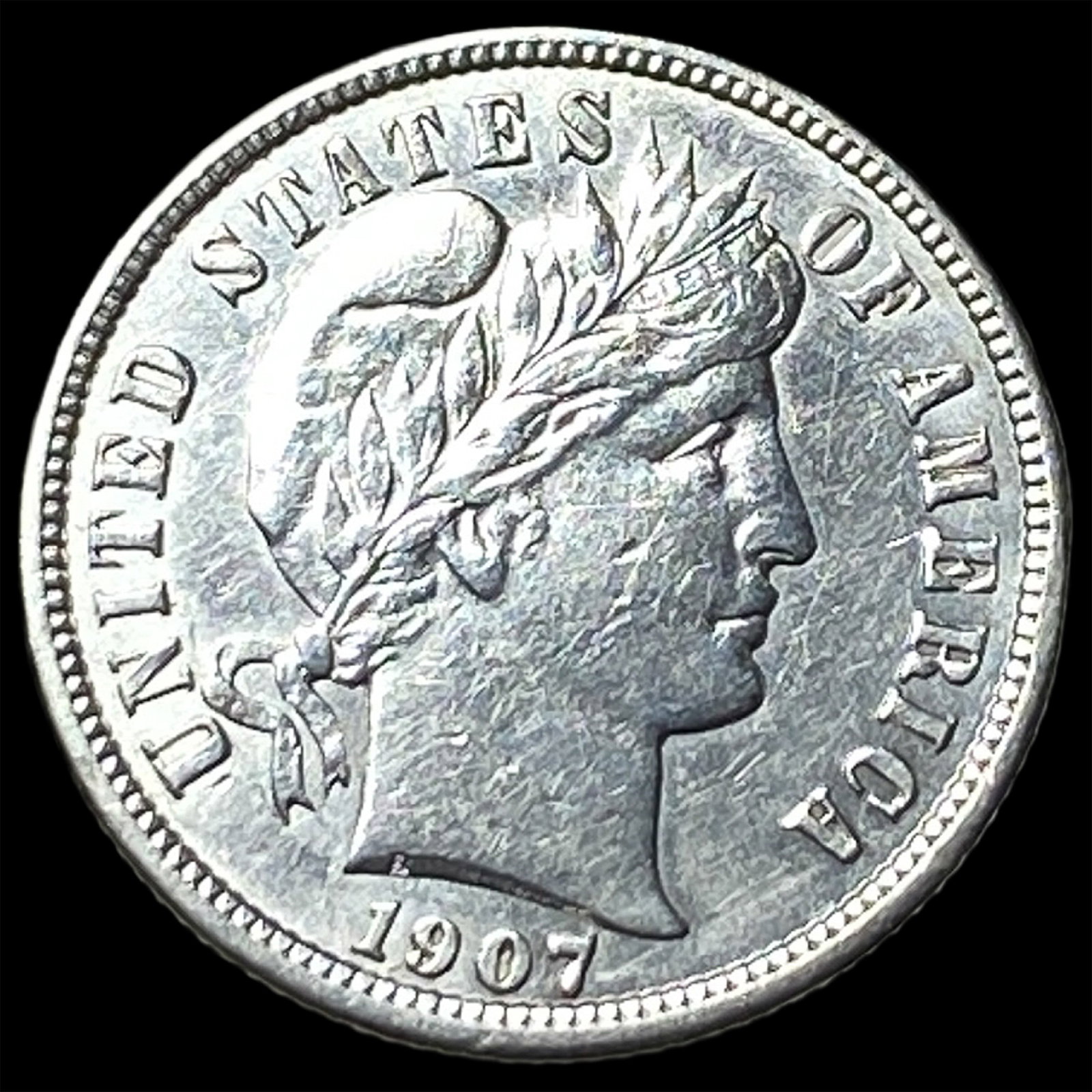 1907-S Silver Barber Dime CLOSELY UNCIRCULATED: 1907-S Silver Barber Dime CLOSELY UNCIRCULATED