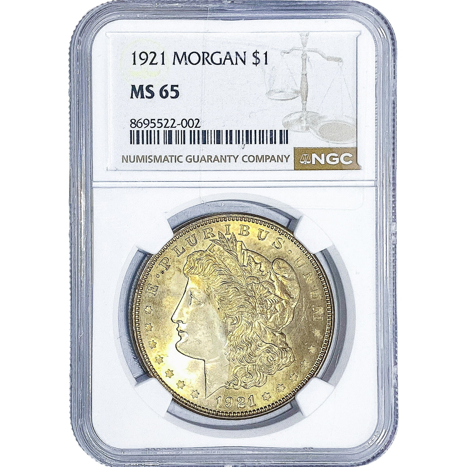 1921 Morgan Silver Dollar NGC MS65: 1921 Morgan Silver Dollar NGC MS65
