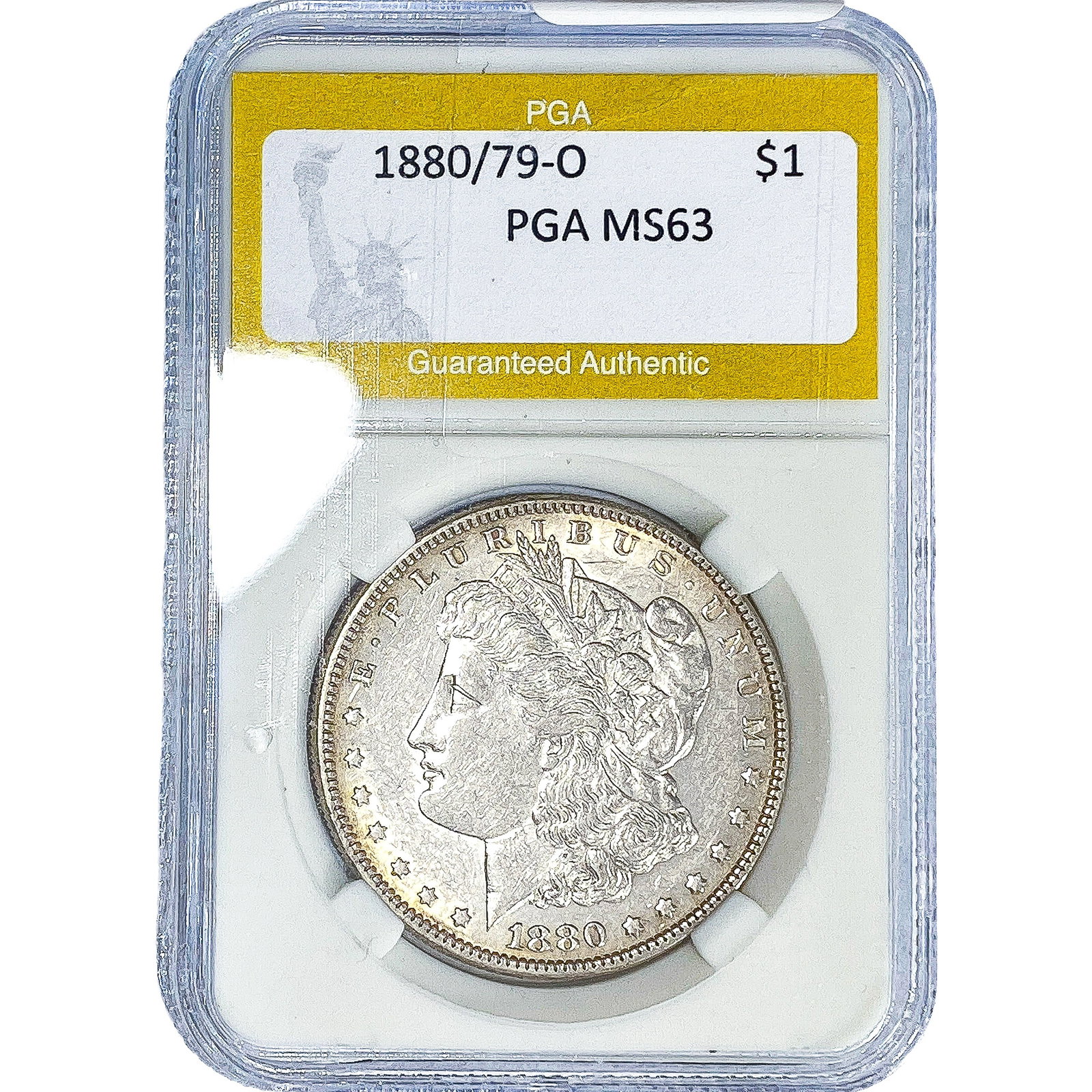 1880/79-O Morgan Silver Dollar PGA MS63: 1880/79-O Morgan Silver Dollar PGA MS63