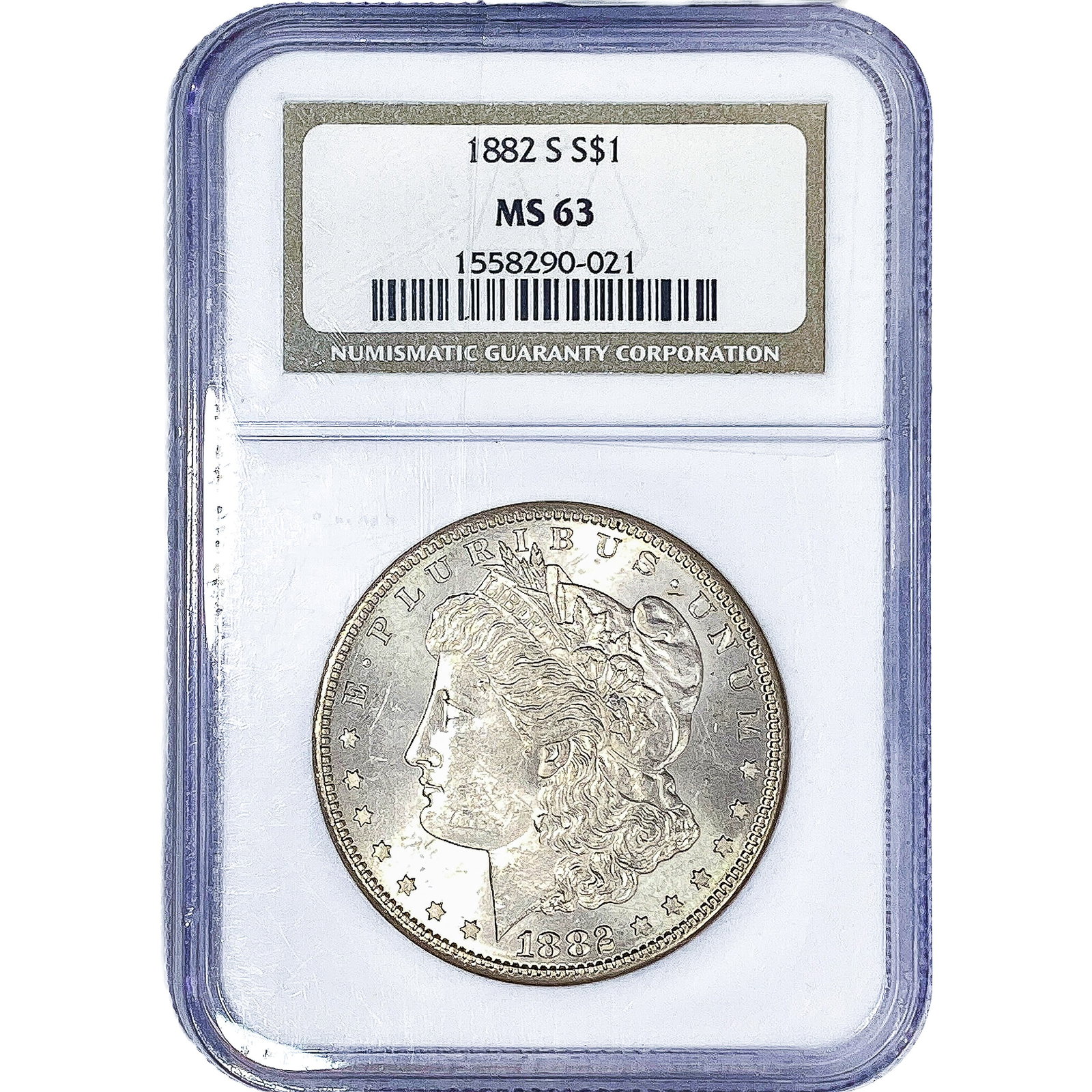 1882-S Morgan Silver Dollar NGC MS63: 1882-S Morgan Silver Dollar NGC MS63