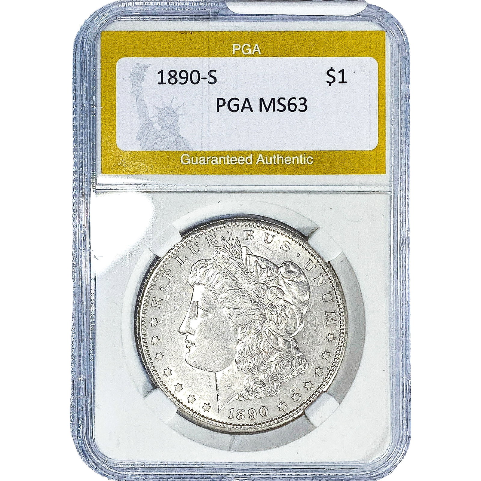 1890-S Morgan Silver Dollar PGA MS63: 1890-S Morgan Silver Dollar PGA MS63
