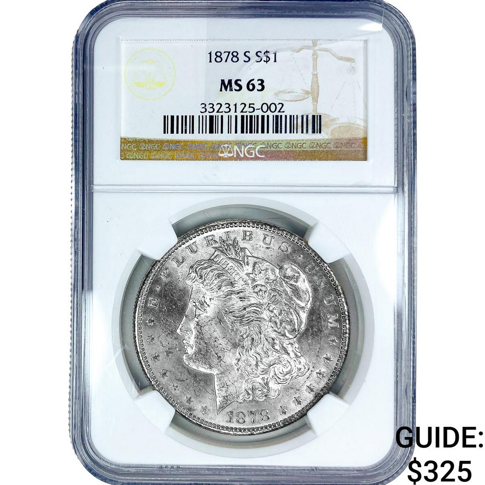 1878-S Morgan Silver Dollar NGC MS63: 1878-S Morgan Silver Dollar NGC MS63