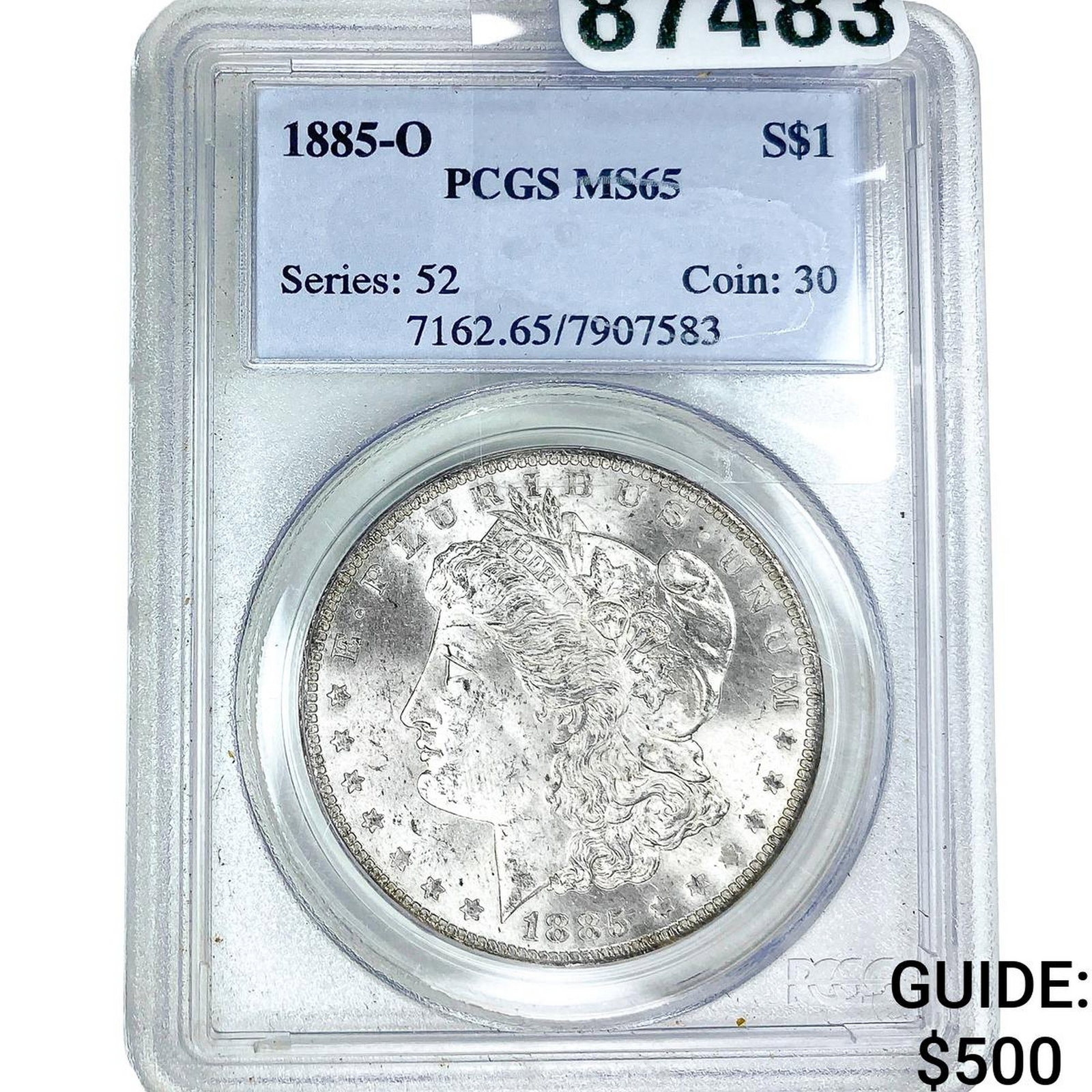 1885-O Morgan Silver Dollar PCGS MS65: 1885-O Morgan Silver Dollar PCGS MS65