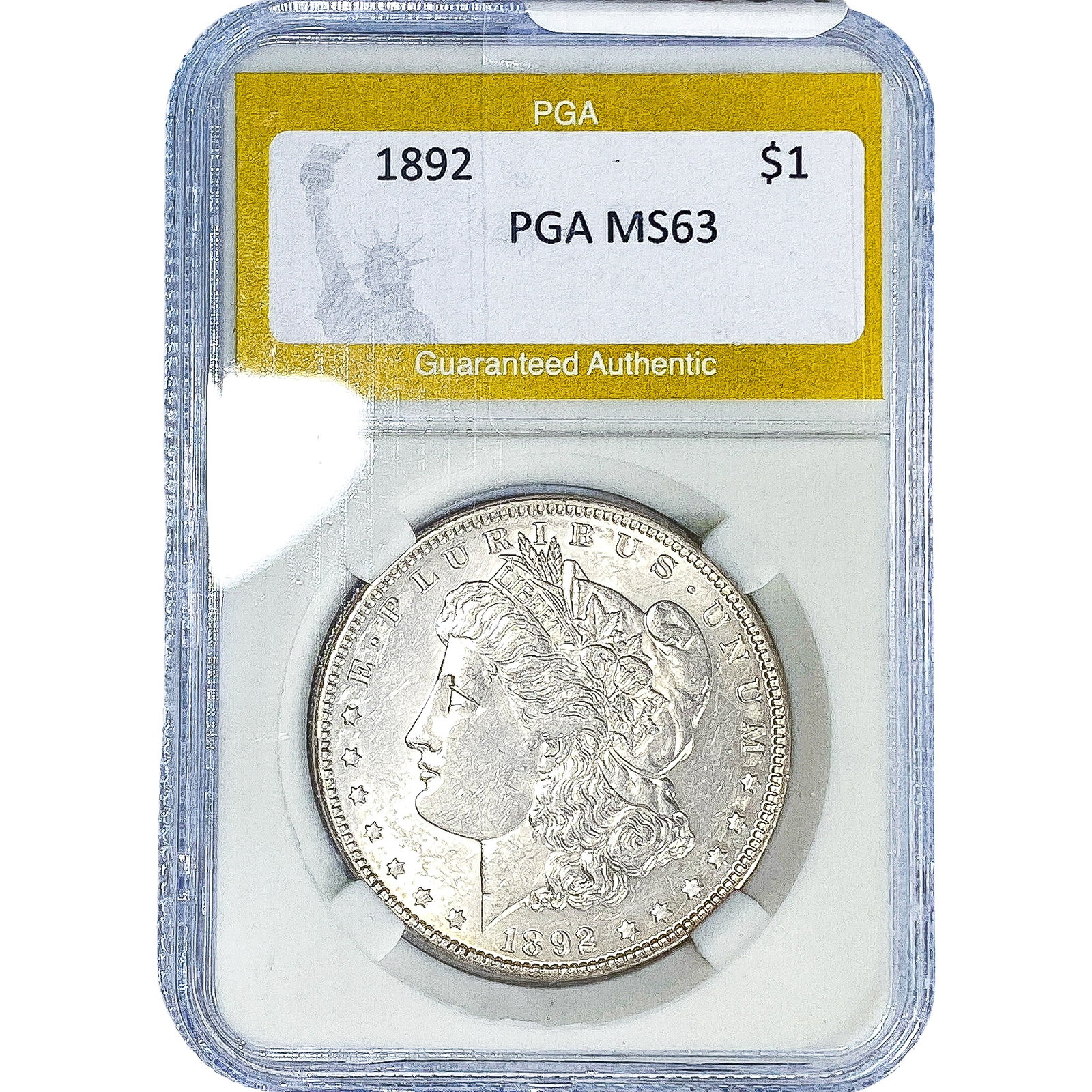 1892 Morgan Silver Dollar PGA MS63: 1892 Morgan Silver Dollar PGA MS63