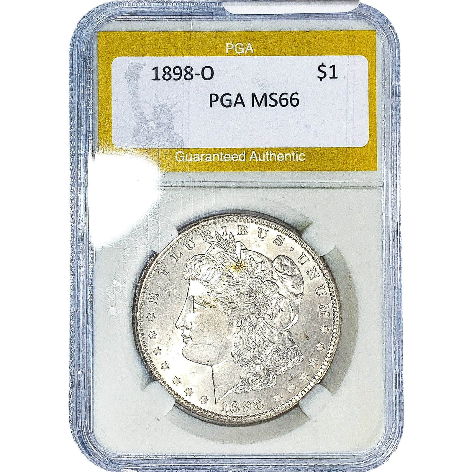 1898-O Morgan Silver Dollar PGA MS66: 1898-O Morgan Silver Dollar PGA MS66