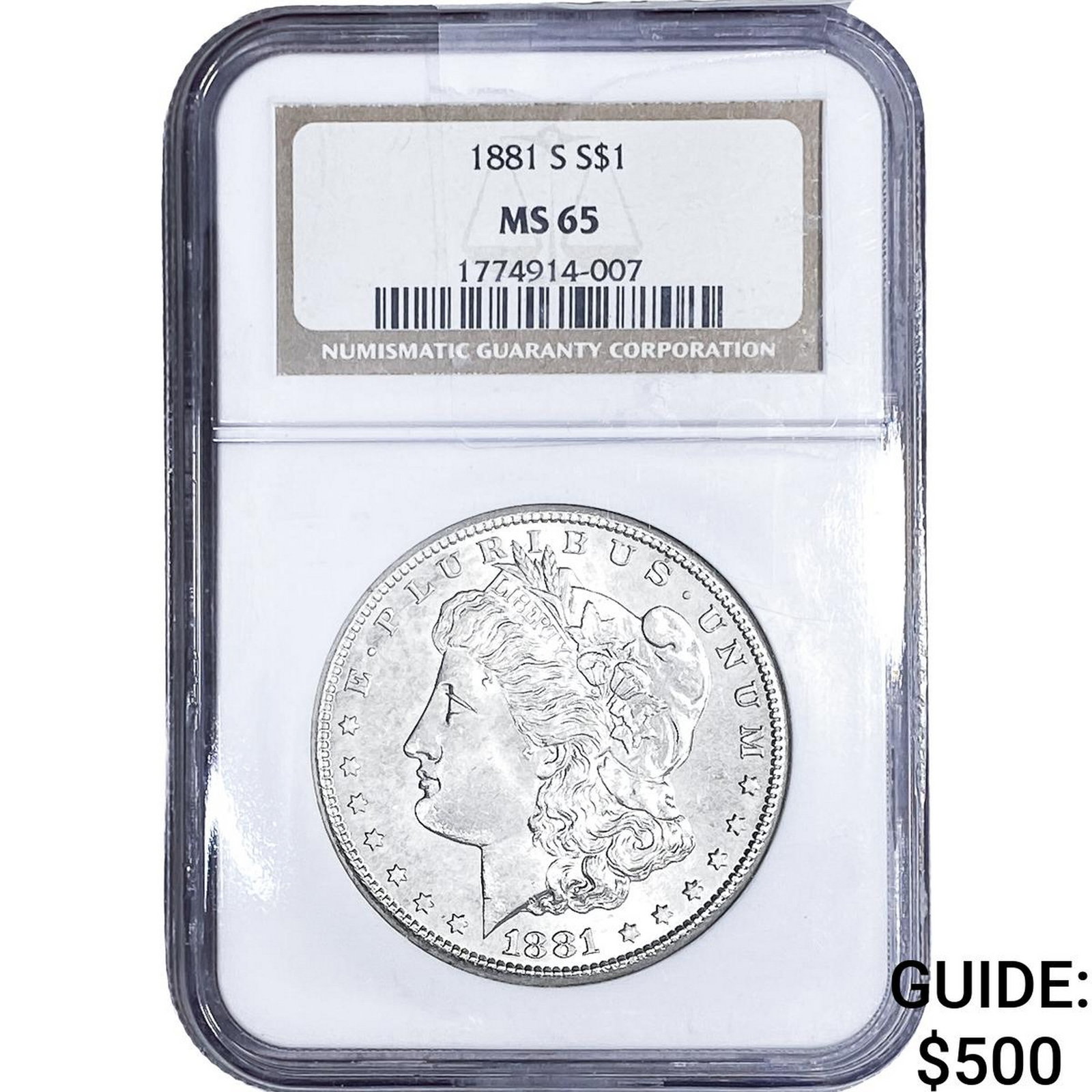 1881-S Morgan Silver Dollar NGC MS65: 1881-S Morgan Silver Dollar NGC MS65