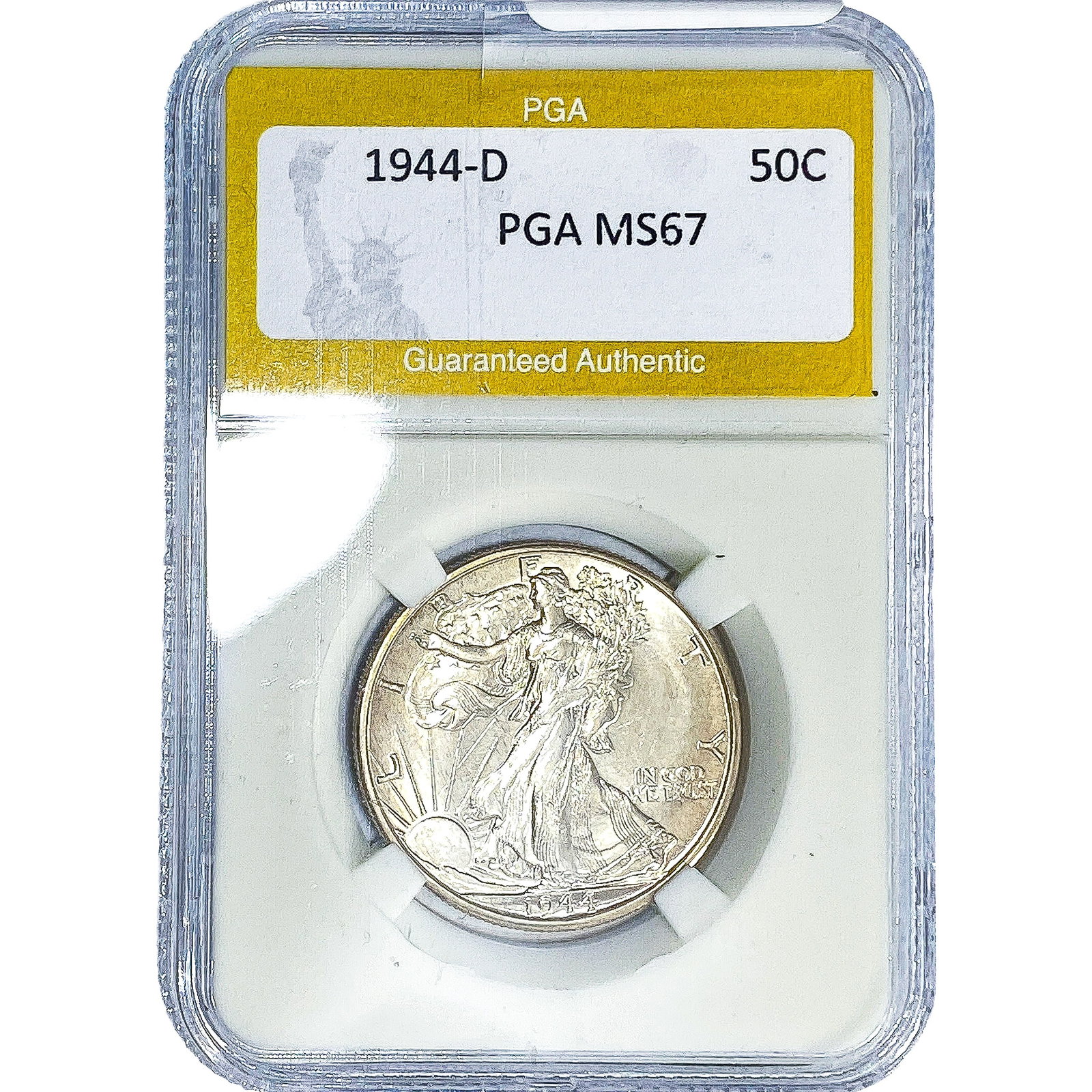 1944-D Walking Liberty Half Dollar PGA MS67: 1944-D Walking Liberty Half Dollar PGA MS67