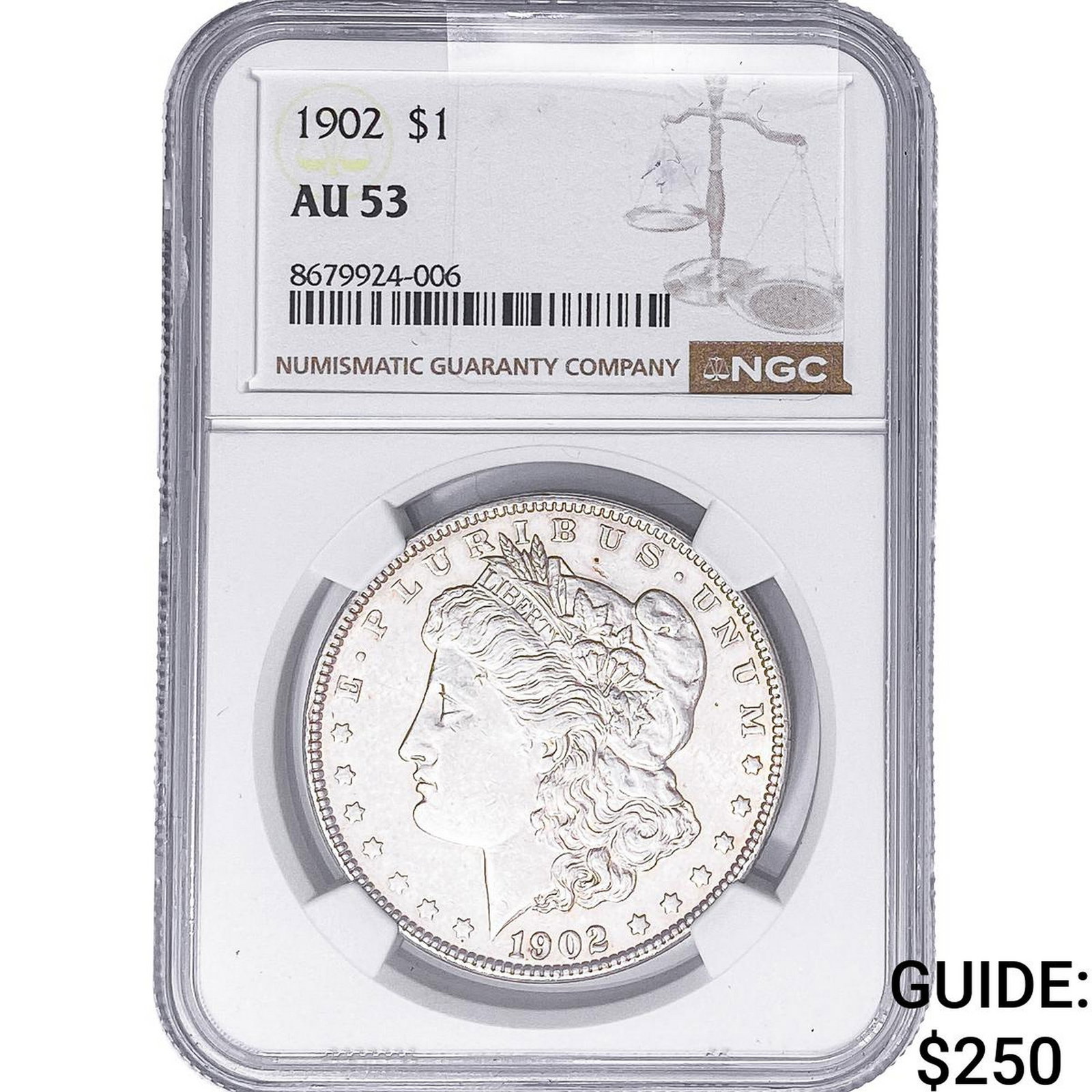 1902 Morgan Silver Dollar NGC AU53: 1902 Morgan Silver Dollar NGC AU53