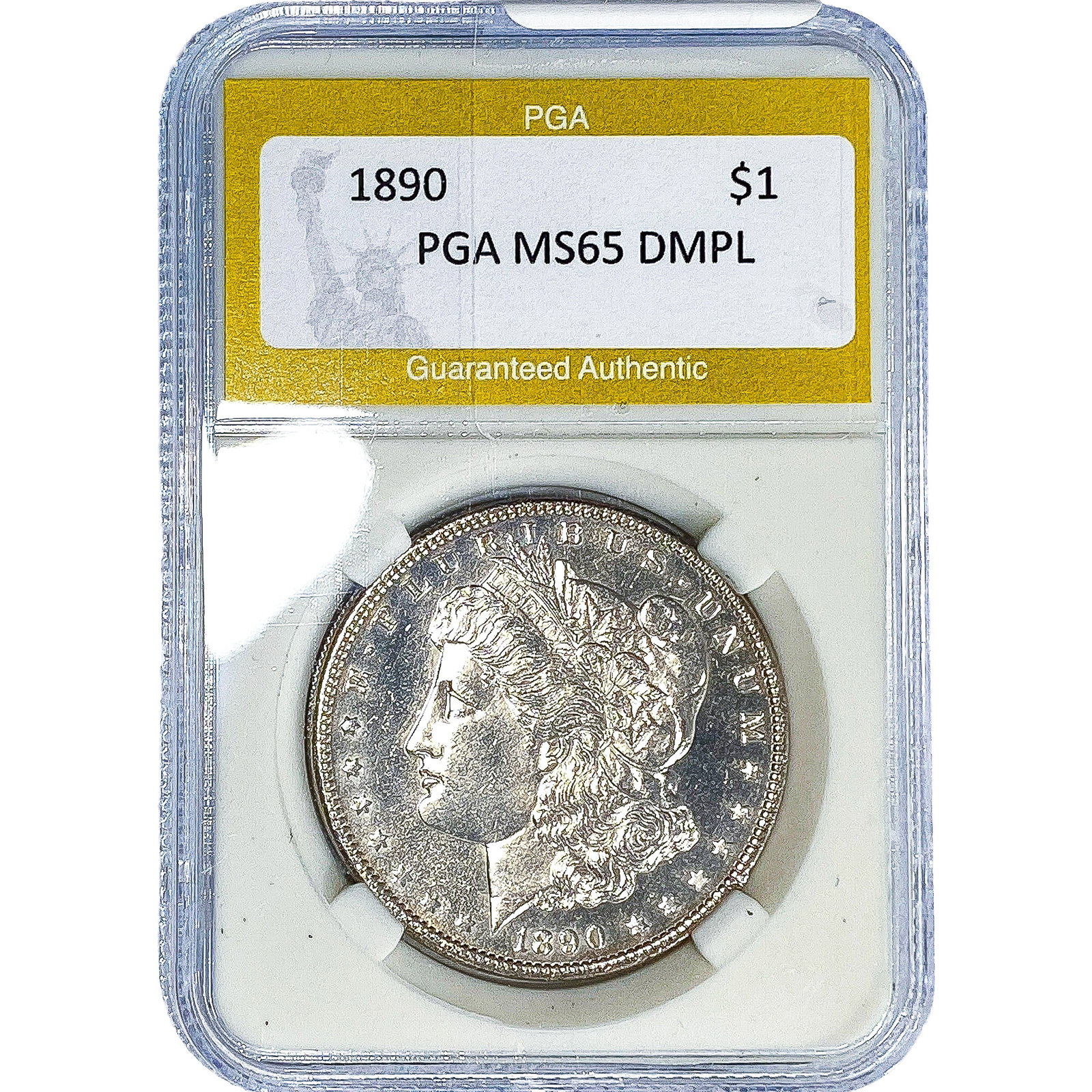 1890 Morgan Silver Dollar PGA MS65 DMPL: 1890 Morgan Silver Dollar PGA MS65 DMPL