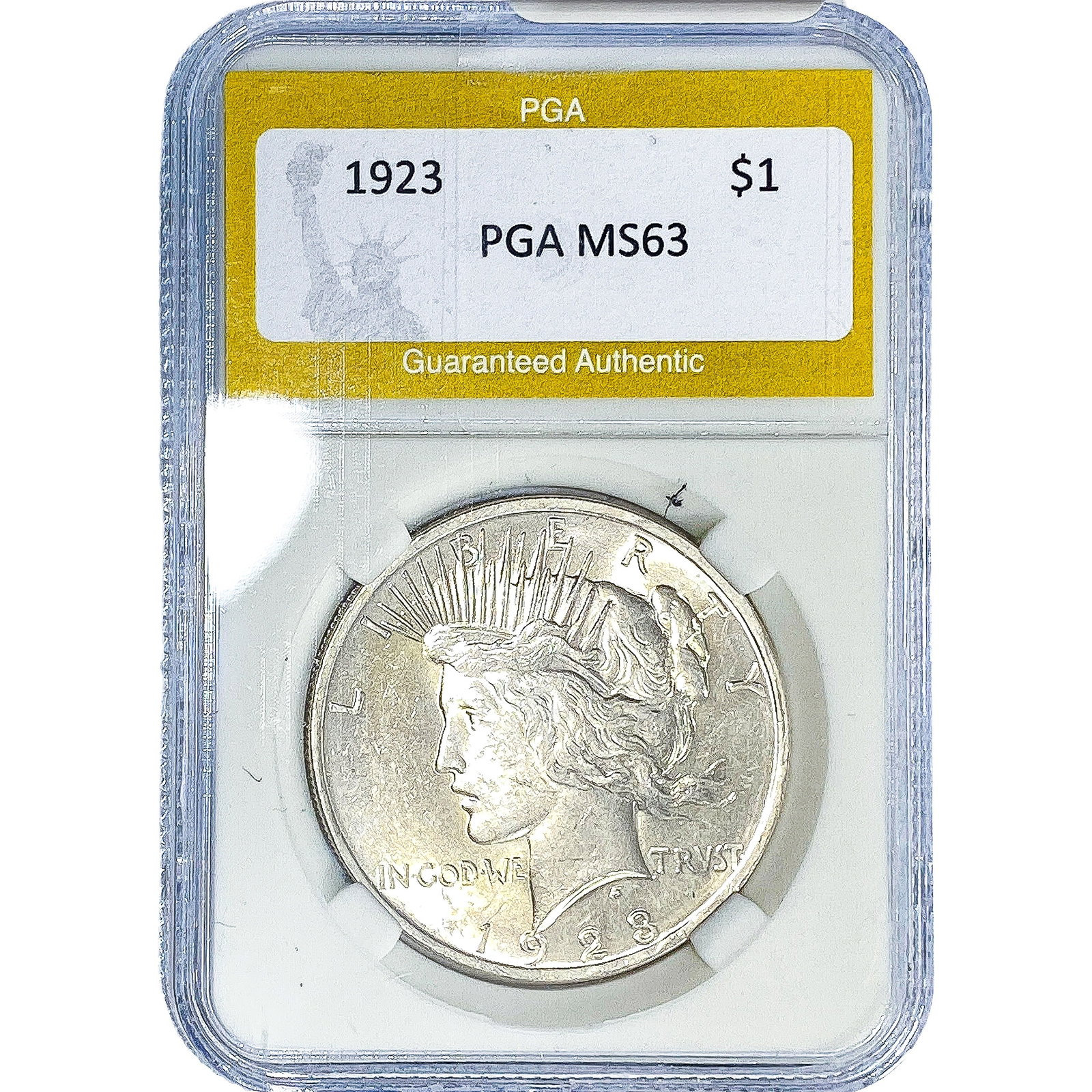 1923 Silver Peace Dollar PGA MS63: 1923 Silver Peace Dollar PGA MS63