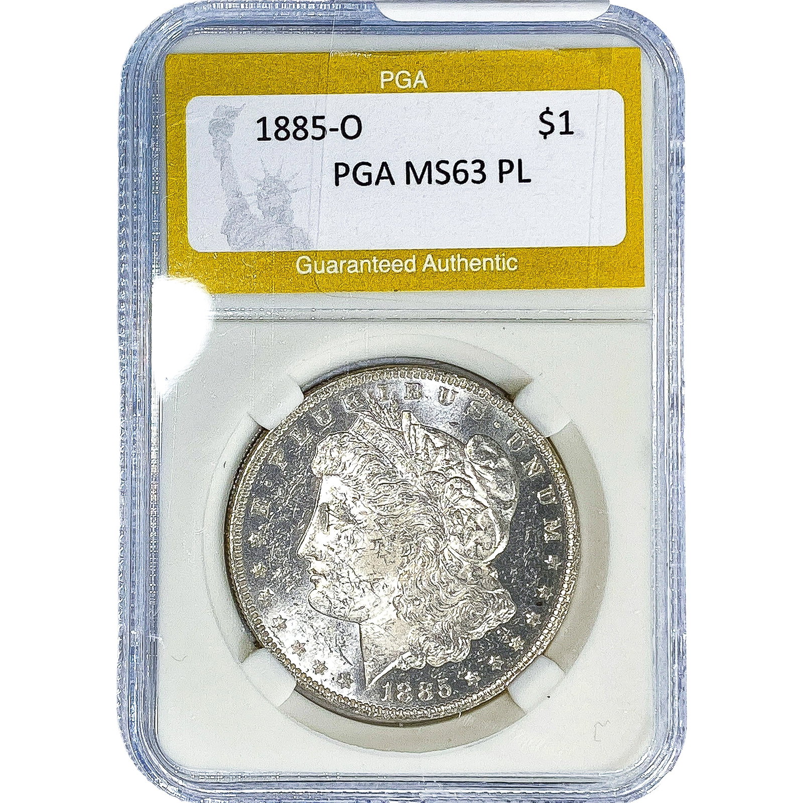 1885-O Morgan Silver Dollar PGA MS63 PL: 1885-O Morgan Silver Dollar PGA MS63 PL