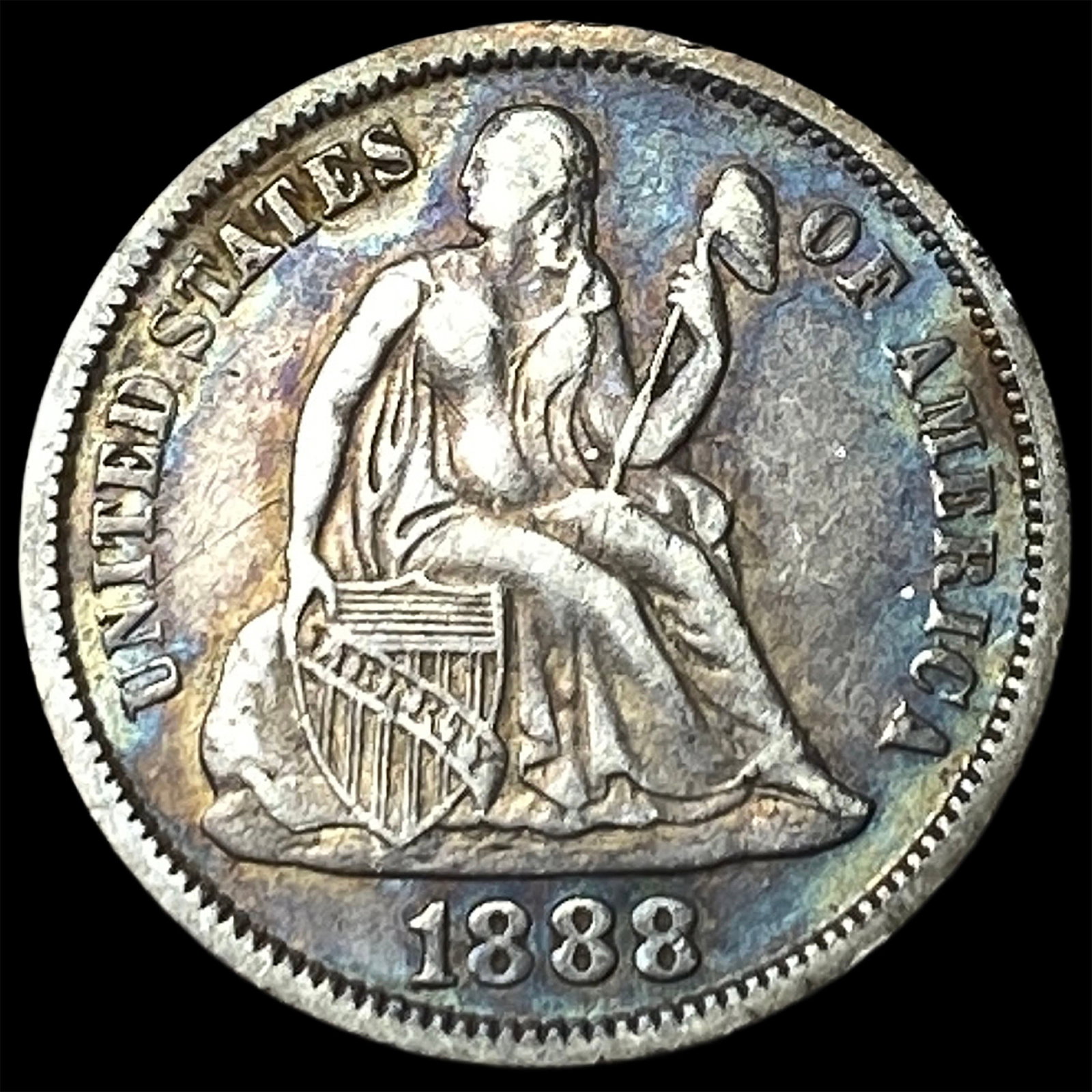 1888 Seated Liberty Dime NEARLY UNCIRCULATED: 1888 Seated Liberty Dime NEARLY UNCIRCULATED