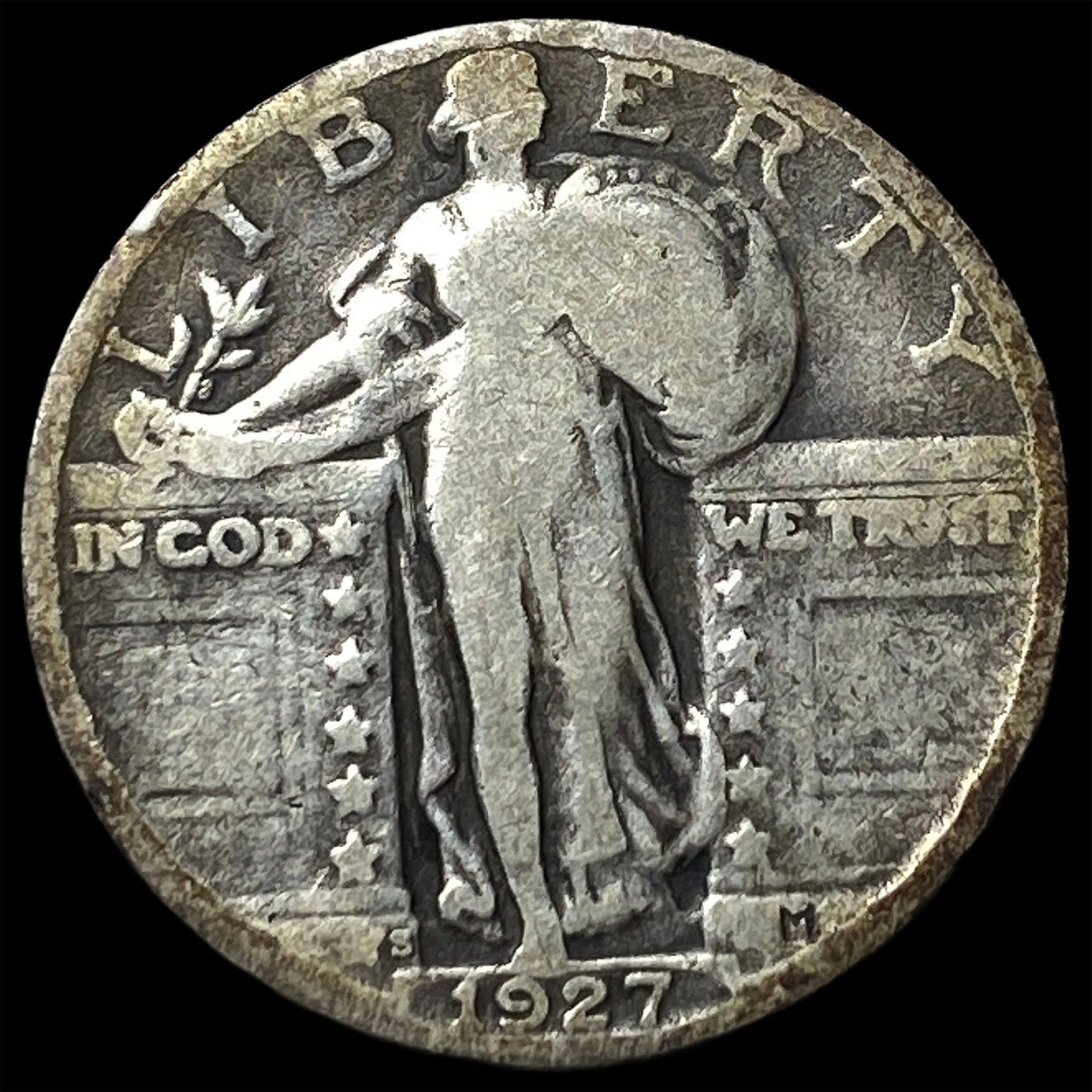 1927-S Silver Standing Liberty Quarter NICELY CIRCULATED: 1927-S Silver Standing Liberty Quarter NICELY CIRCULATED