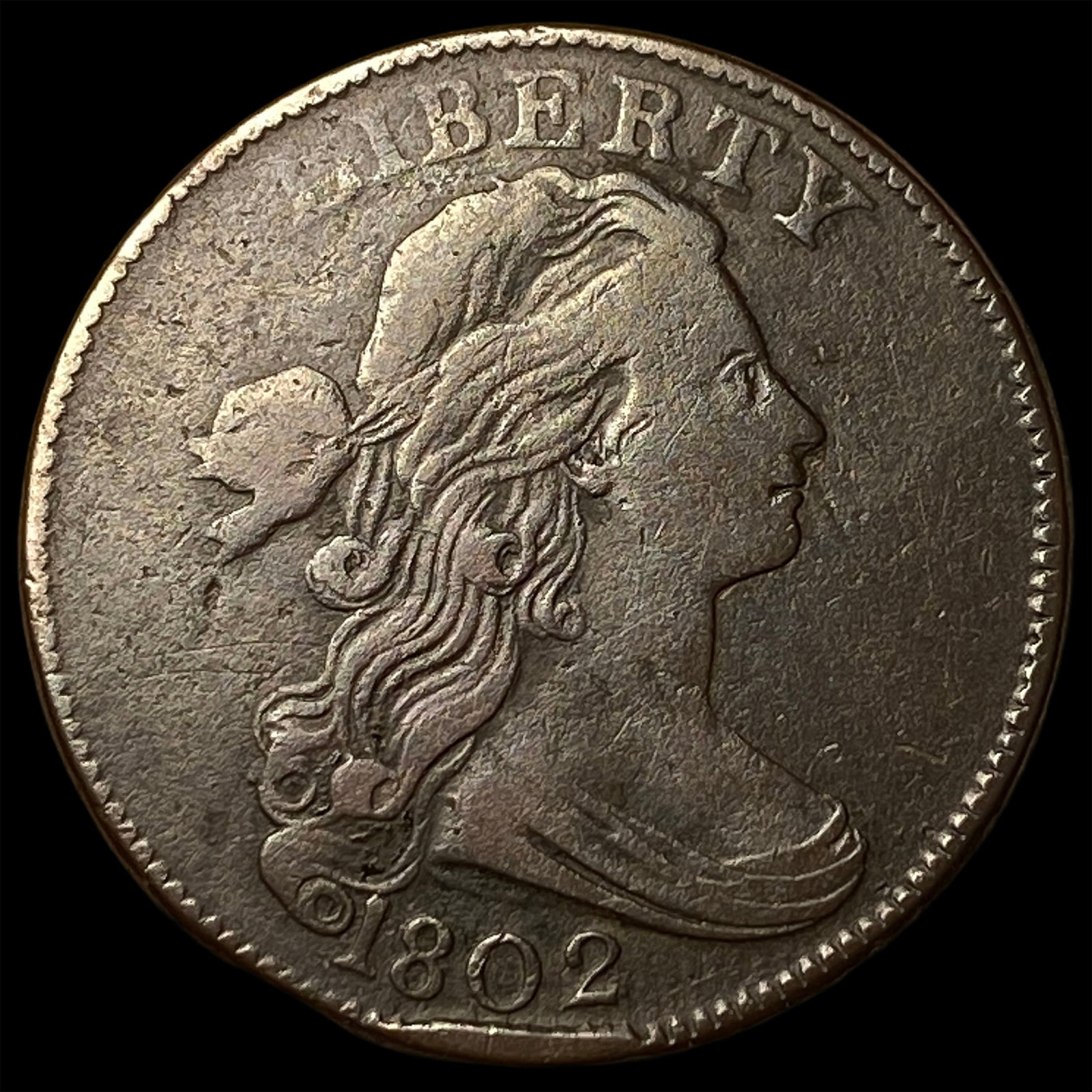 1802 Draped Bust Large Cent ABOUT UNCIRCULATED (1 of 2)